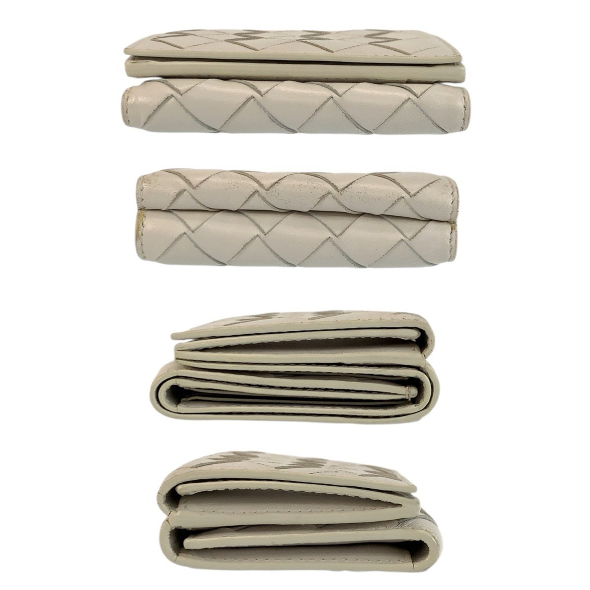 Bottega Veneta White Intrecciato Wallet (Tri-Fold) (Pre-Owned)