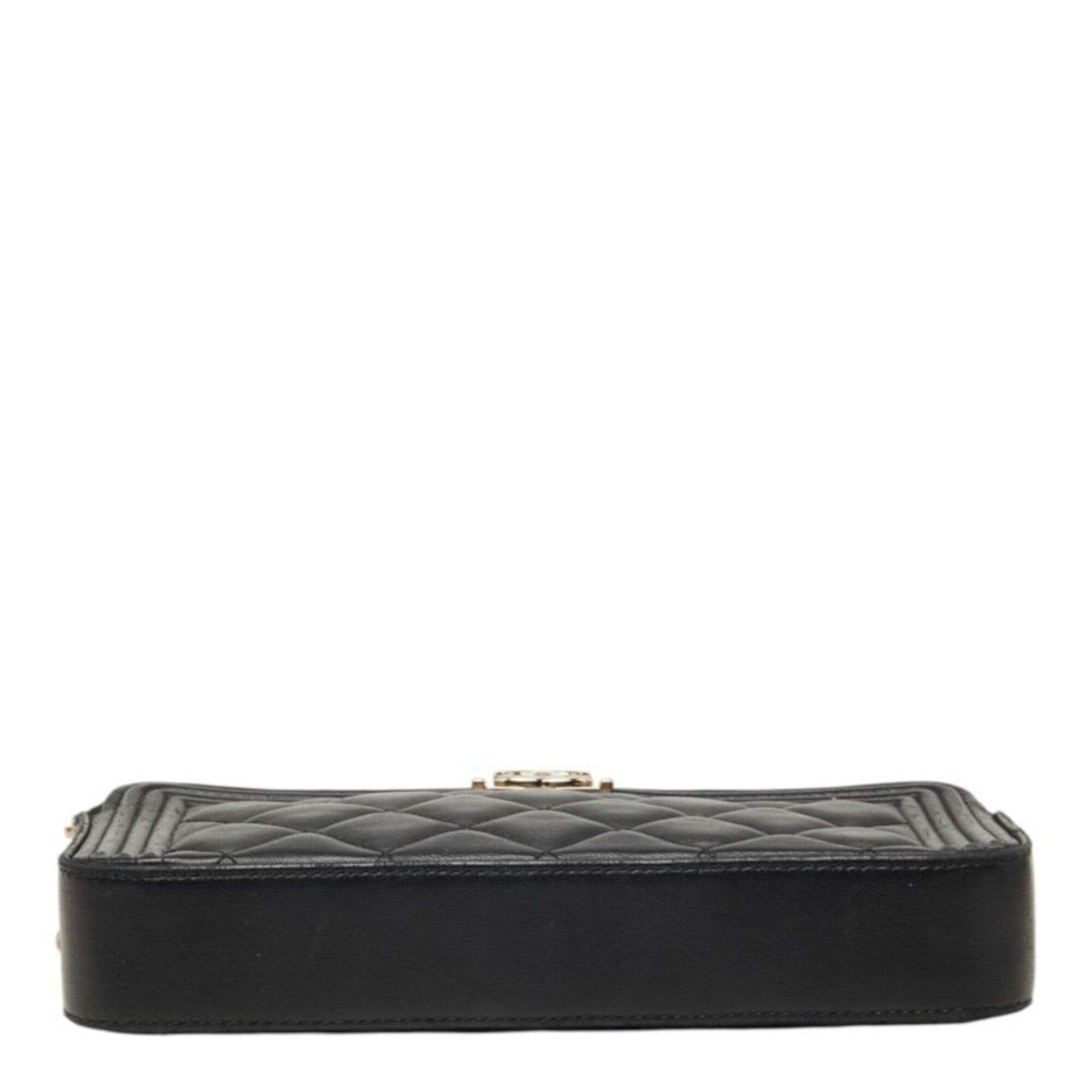 Chanel Black Leather Pochette Shoulder Bag (Pre-Owned)