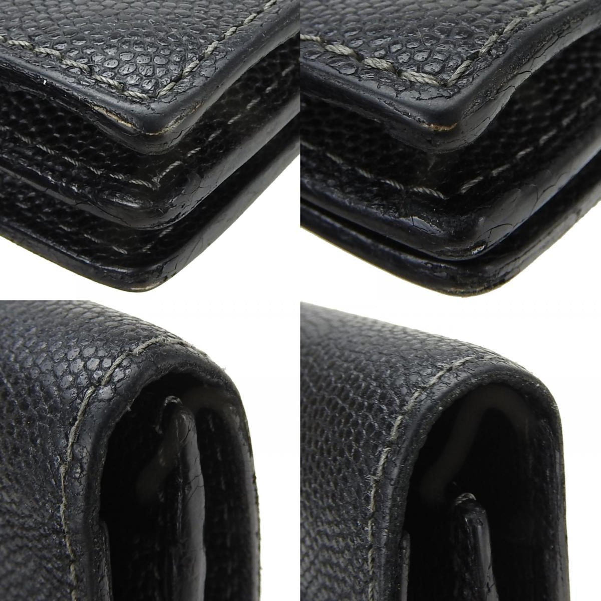 Cartier Santos Black Leather Long Wallet (Bi-Fold) (Pre-Owned)