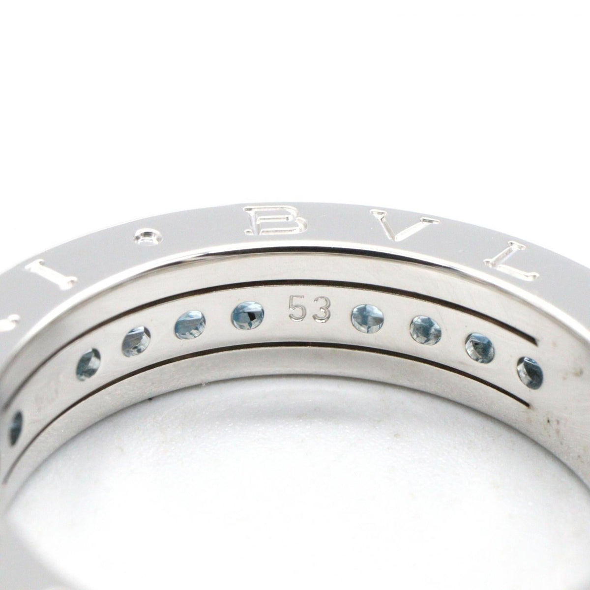 Bvlgari Silver Blue White Gold (18K) Band Ring (Pre-Owned)