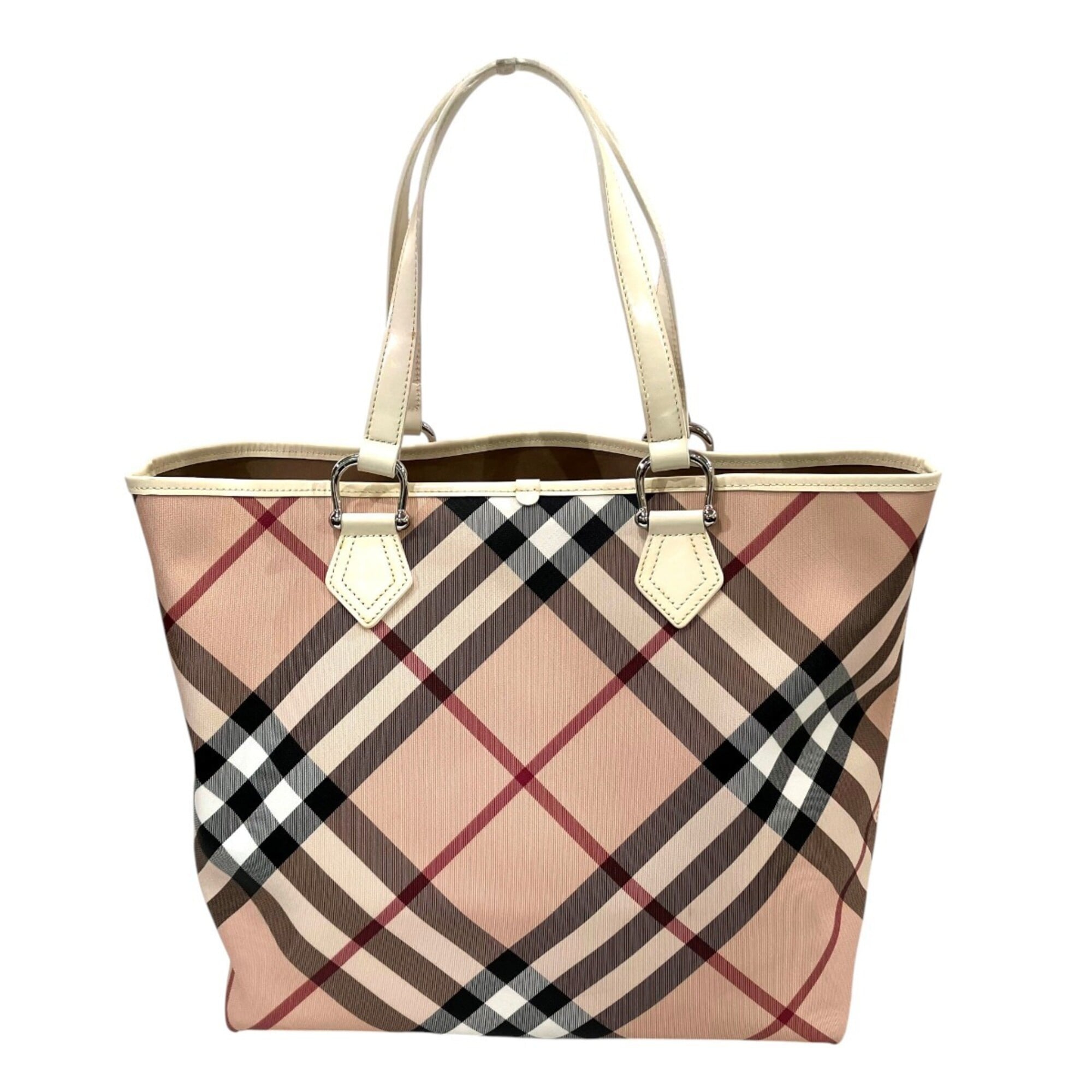 Burberry Beige Pvc Leather Tote Bag (Pre-Owned)