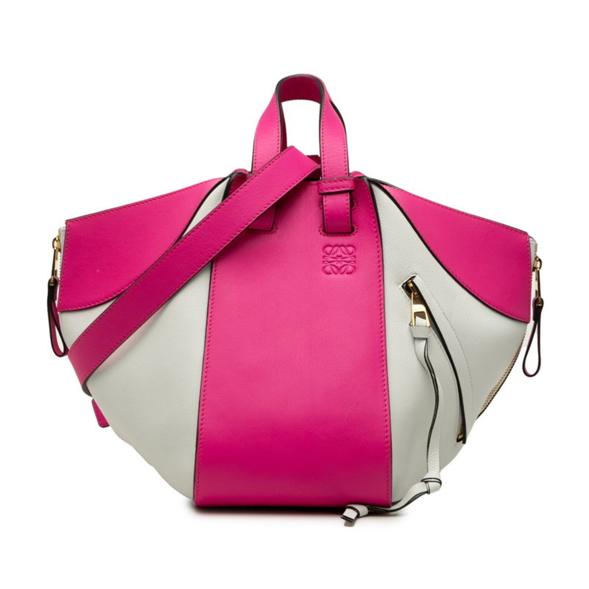 Loewe Pink White Leather Handbag Shoulder Bag (Pre-Owned)
