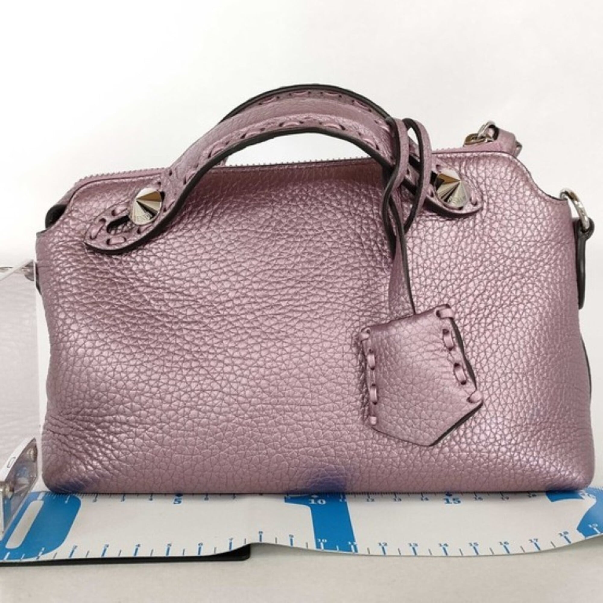 Fendi Metallic Purple Leather Handbag Shoulder Bag (Pre-Owned)