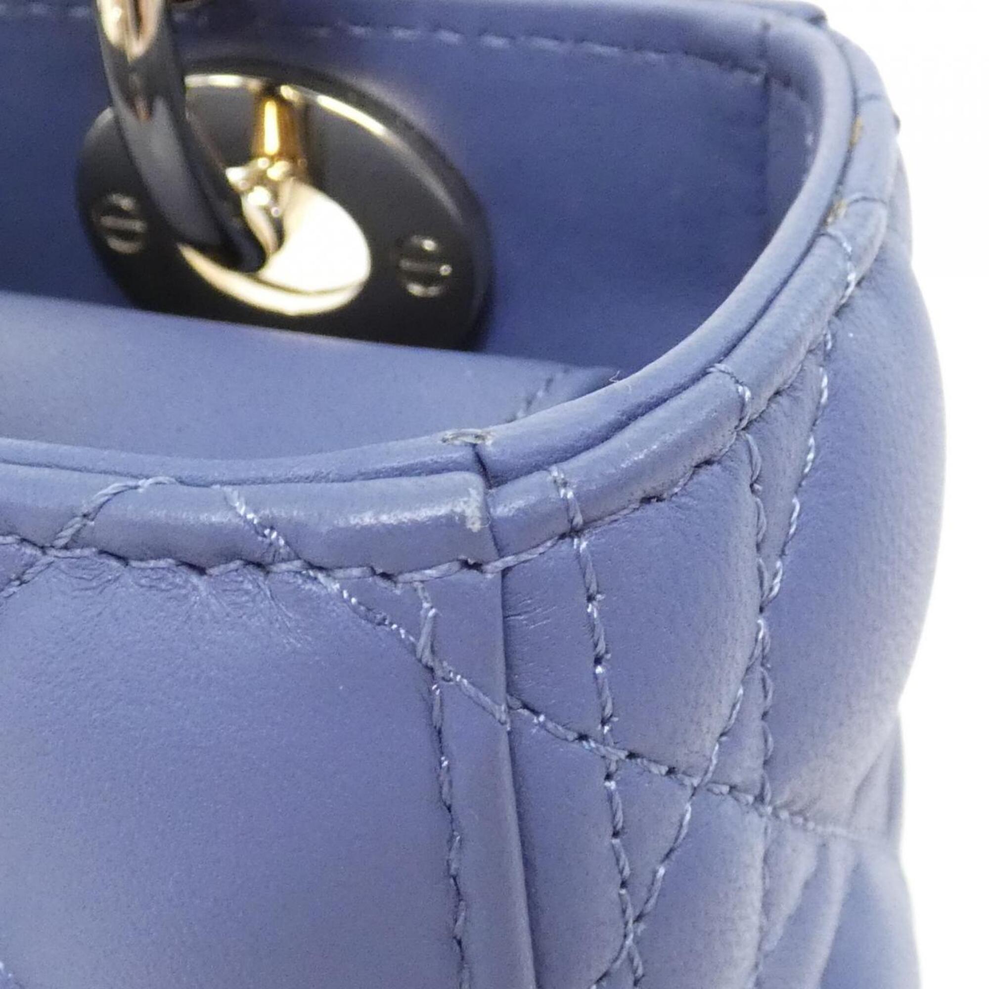 Christian Dior Lady Dior Blue Leather Handbag (Pre-Owned)