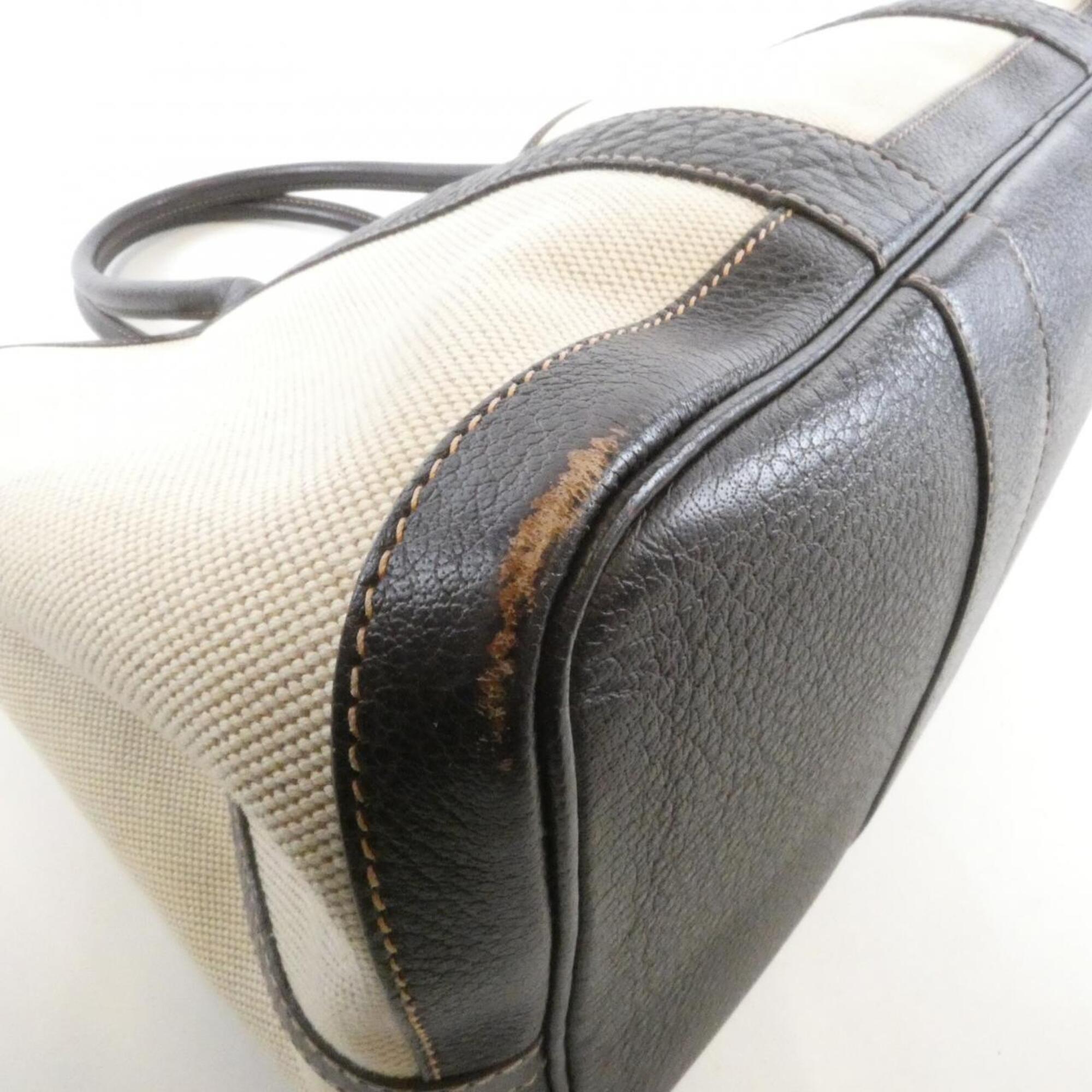Hermes Brown Toile H Buffle Skipper Leather Handbag (Pre-Owned)