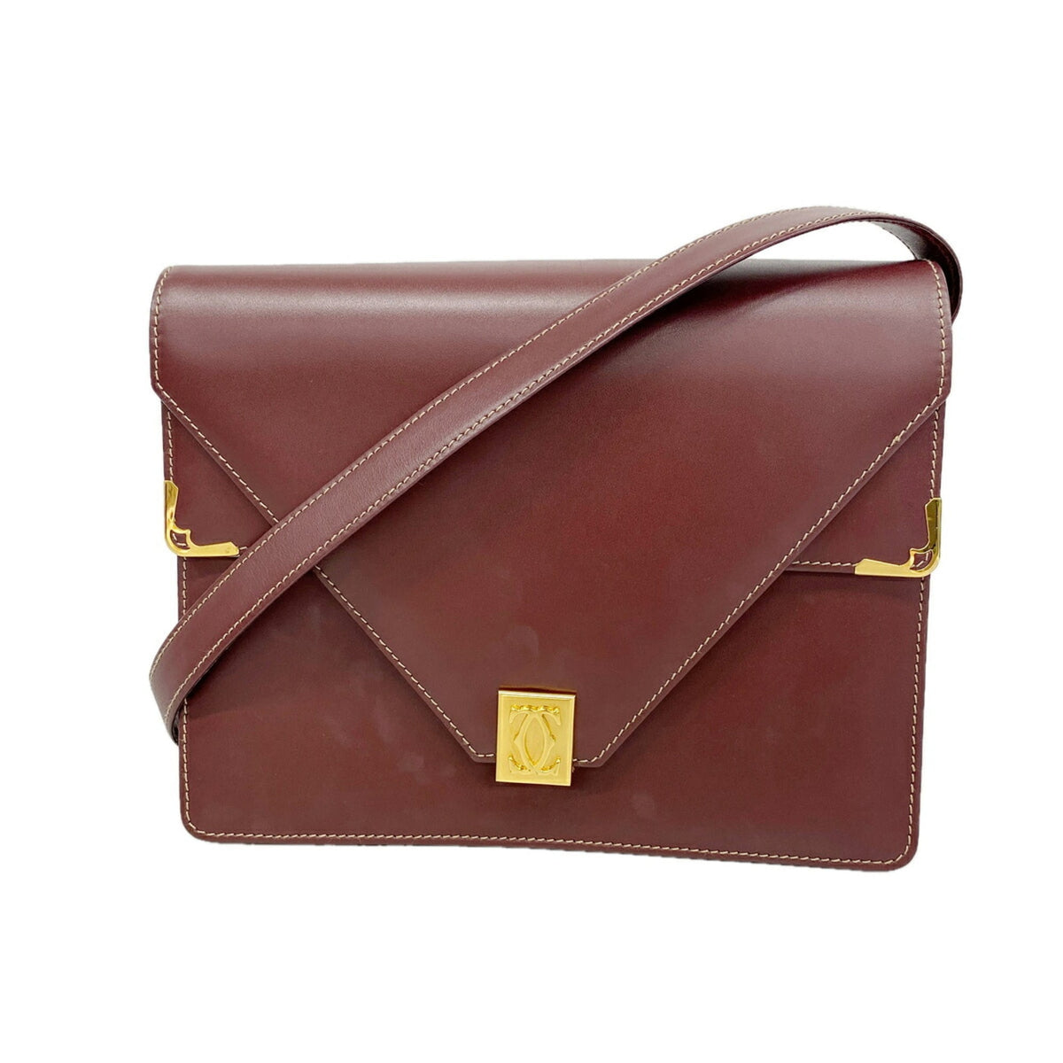 Cartier Bordeaux Leather Shoulder Bag (Pre-Owned)
