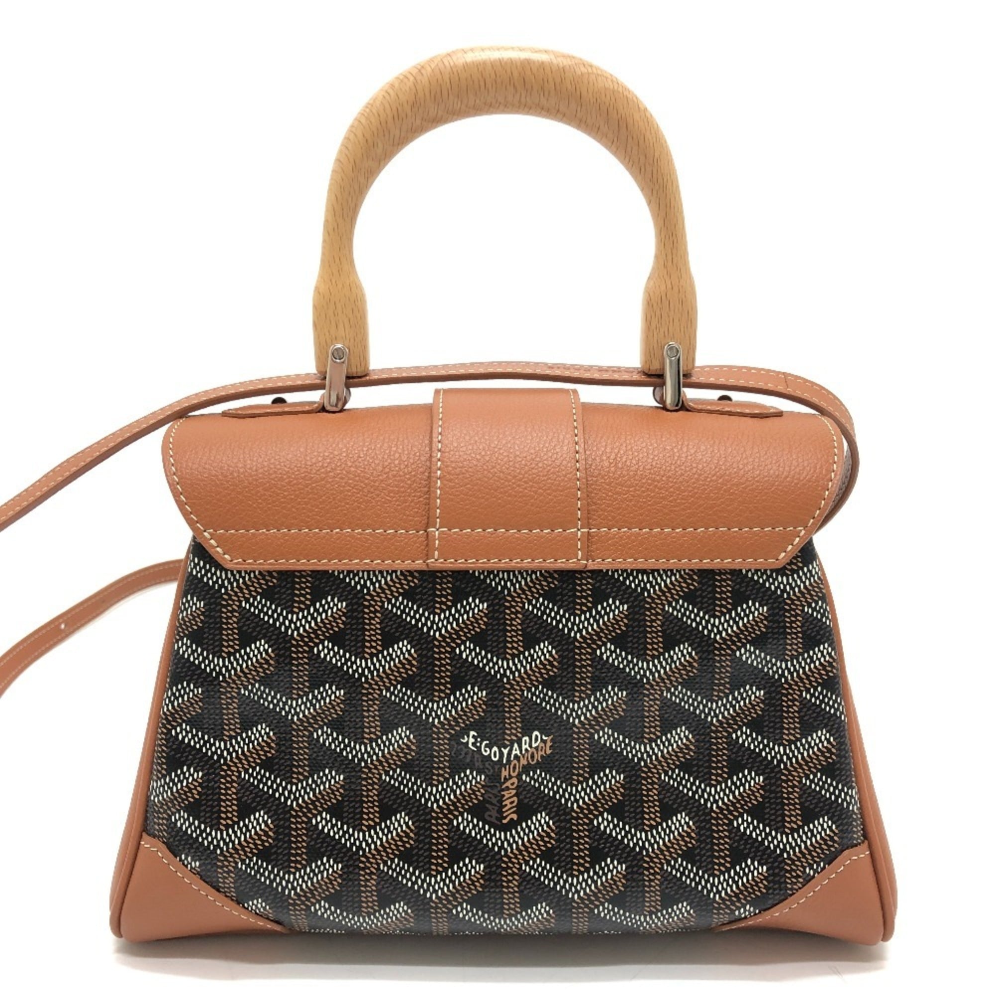 Goyard Black Brown Coated Canvas Leather Handbag Shoulder Bag (Pre-Owned)