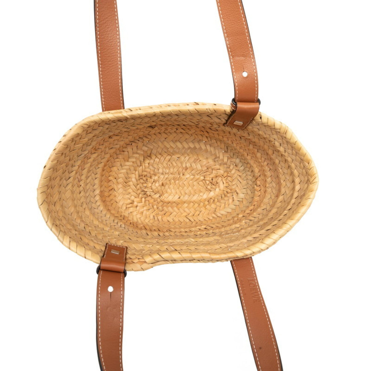 Loewe Brown Raffia Leather Basket Handbag (Pre-Owned)