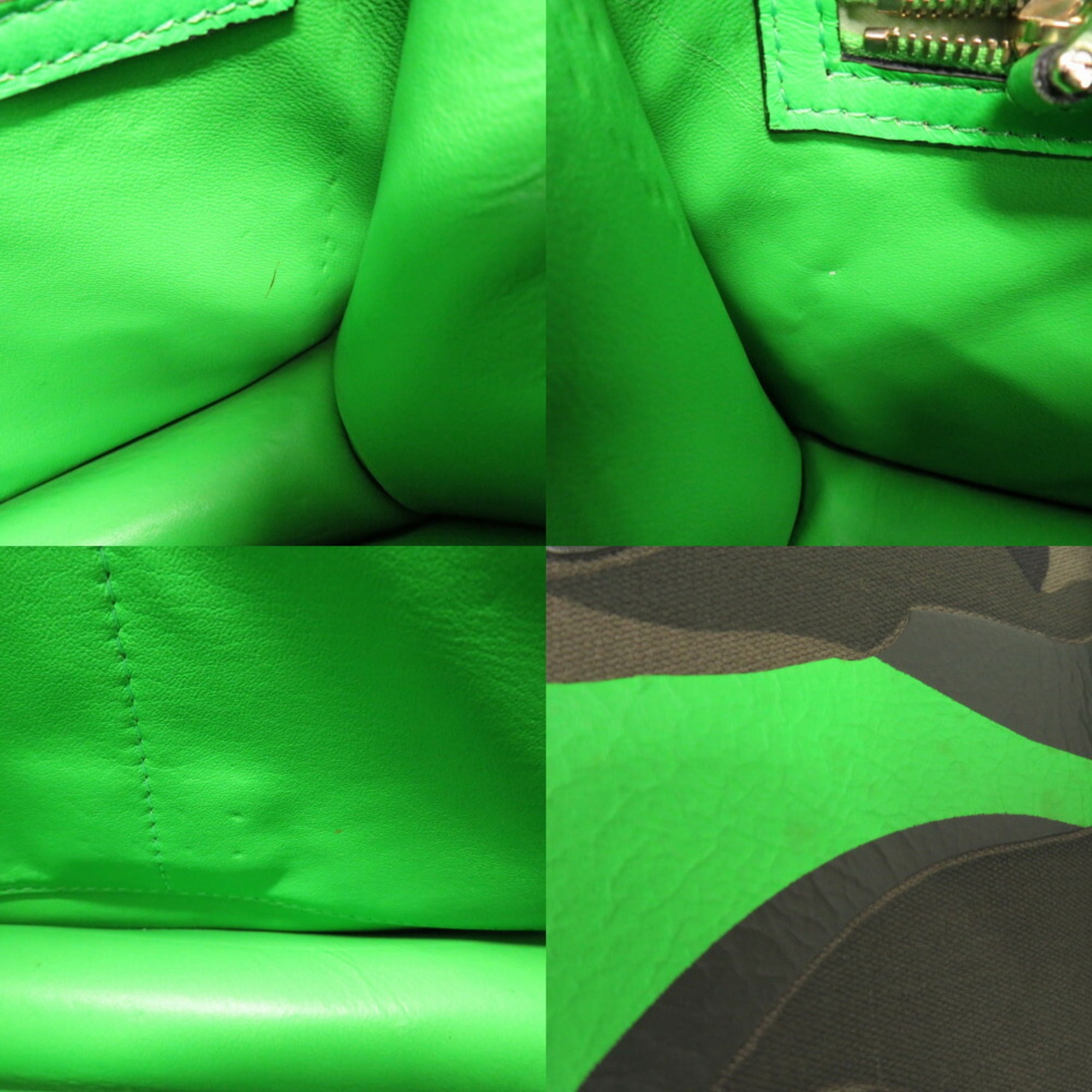 Valentino Garavani Camouflage Green Canvas Leather Shoulder Bag (Pre-Owned)