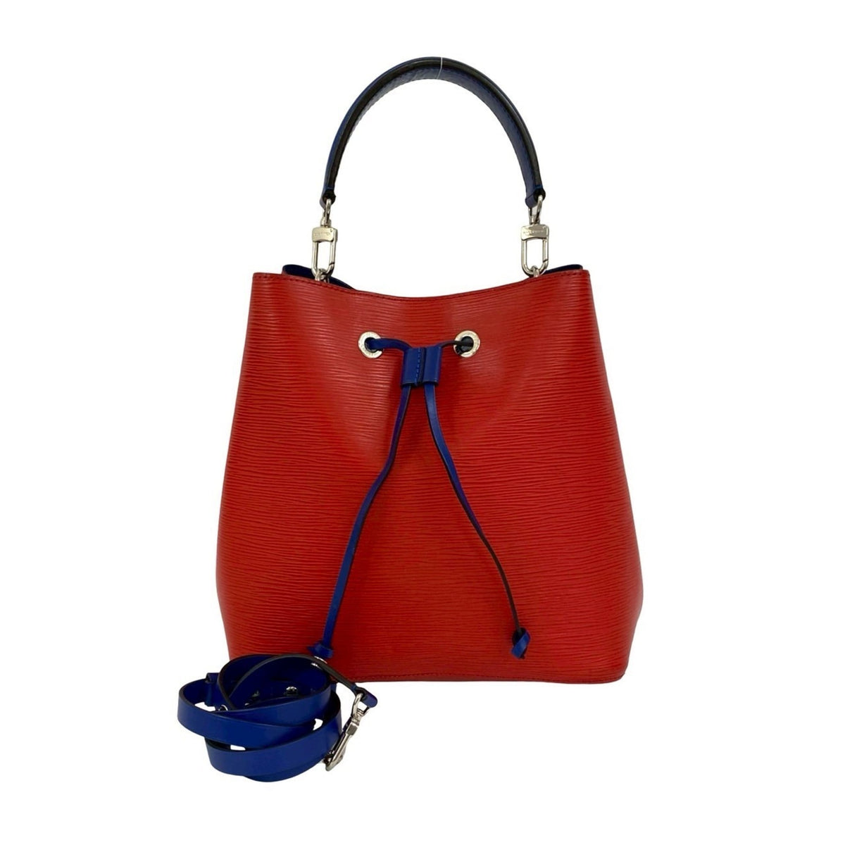 Louis Vuitton Blue Red Color Leather Handbag Shoulder Bag (Pre-Owned)
