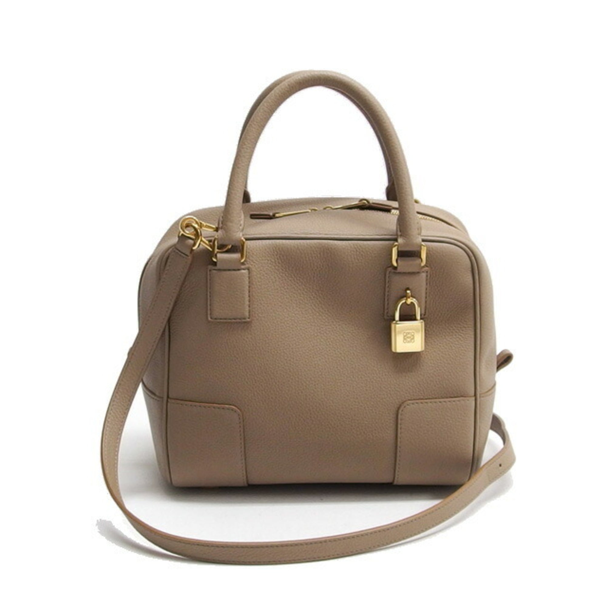 Loewe Amazona Beige Grayish Leather Handbag Shoulder Bag (Pre-Owned)