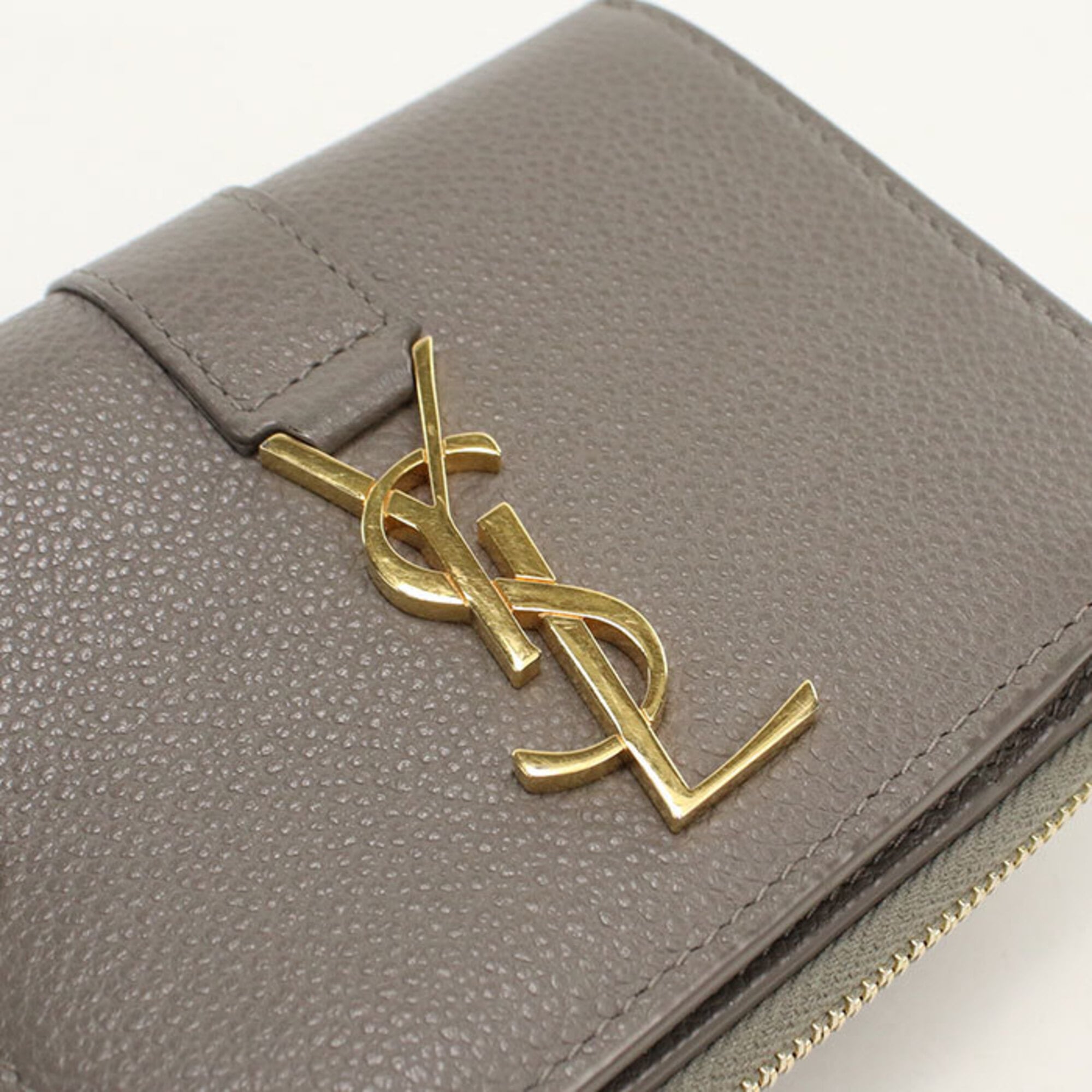 Saint Laurent Gray Leather Wallet (Bi-Fold) (Pre-Owned)