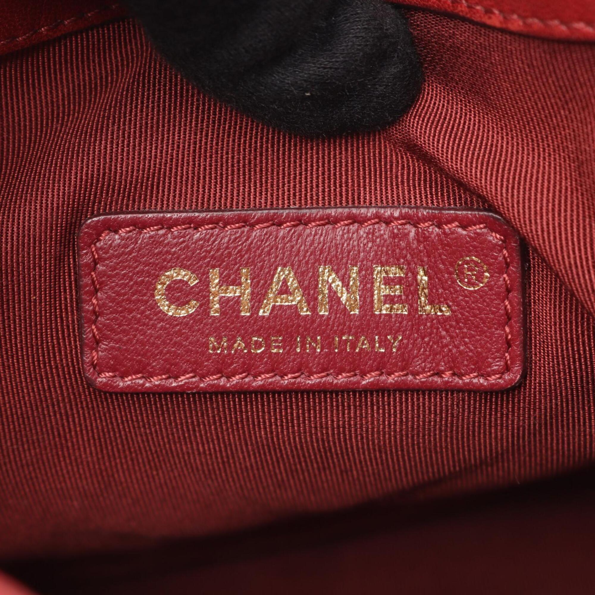 Chanel Red Color Leather Handbag Shoulder Bag (Pre-Owned)