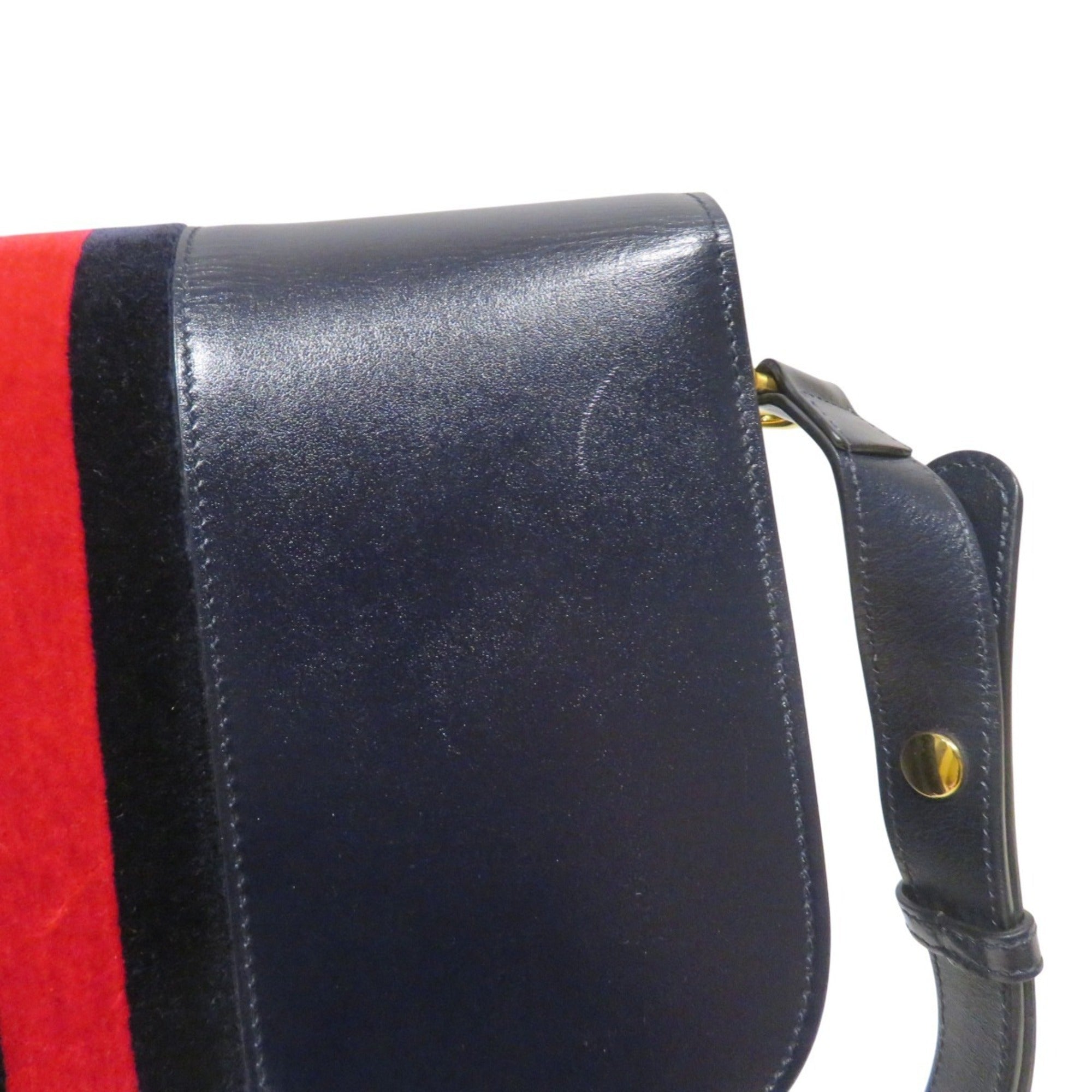 Gucci Horsebit Navy Leather Shoulder Bag (Pre-Owned)
