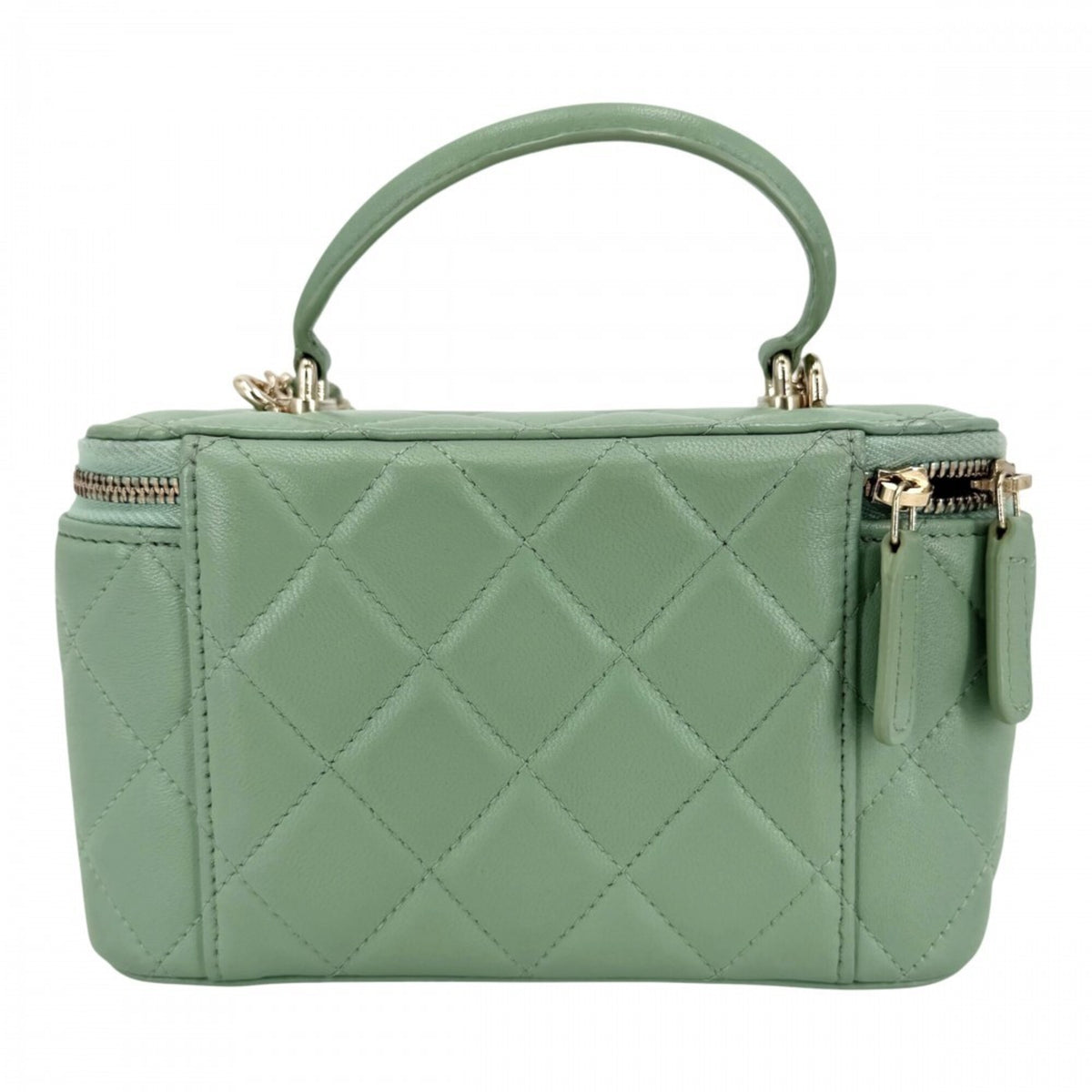 Chanel Green Leather Handbag Pochette Shoulder Bag Vanity Bag (Pre-Owned)