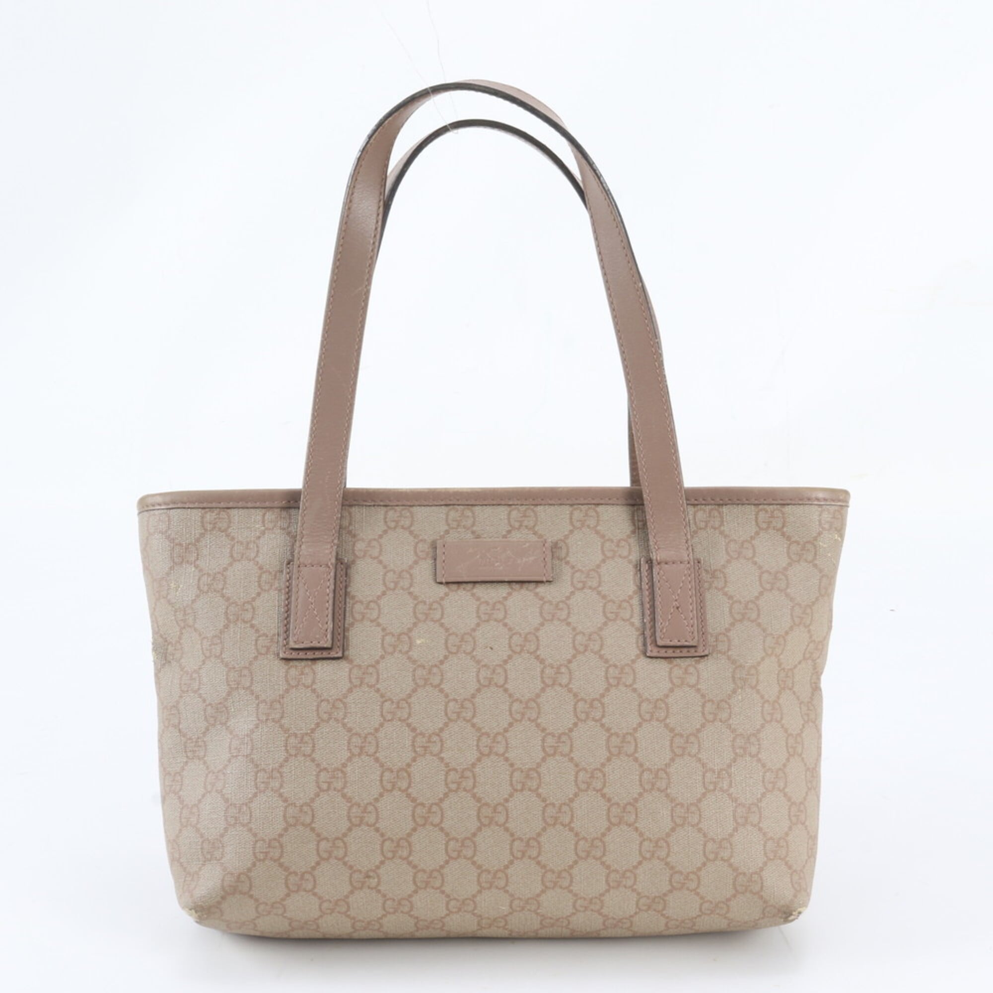 Gucci Pink Beige Leather Coated Canvas Handbag Shoulder Bag Tote Bag (Pre-Owned)