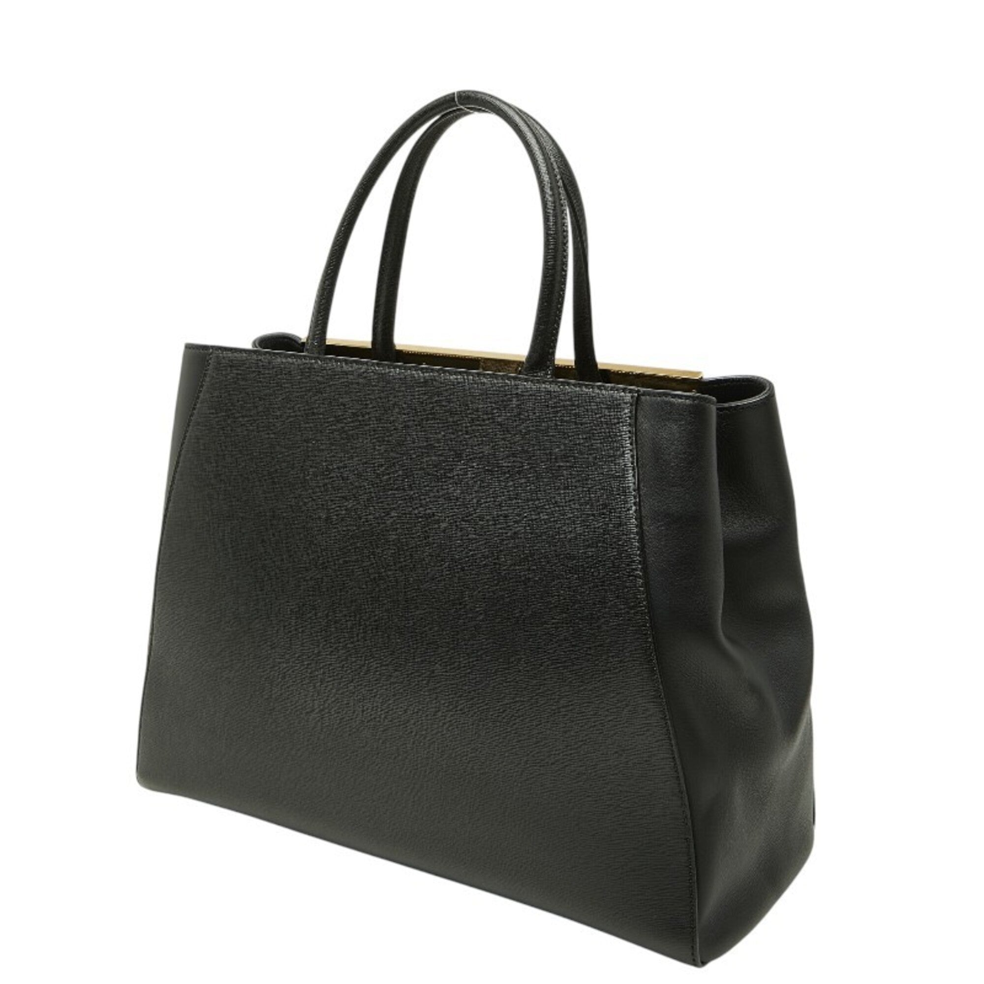 Fendi 2Jours Black Leather Handbag Shoulder Bag (Pre-Owned)