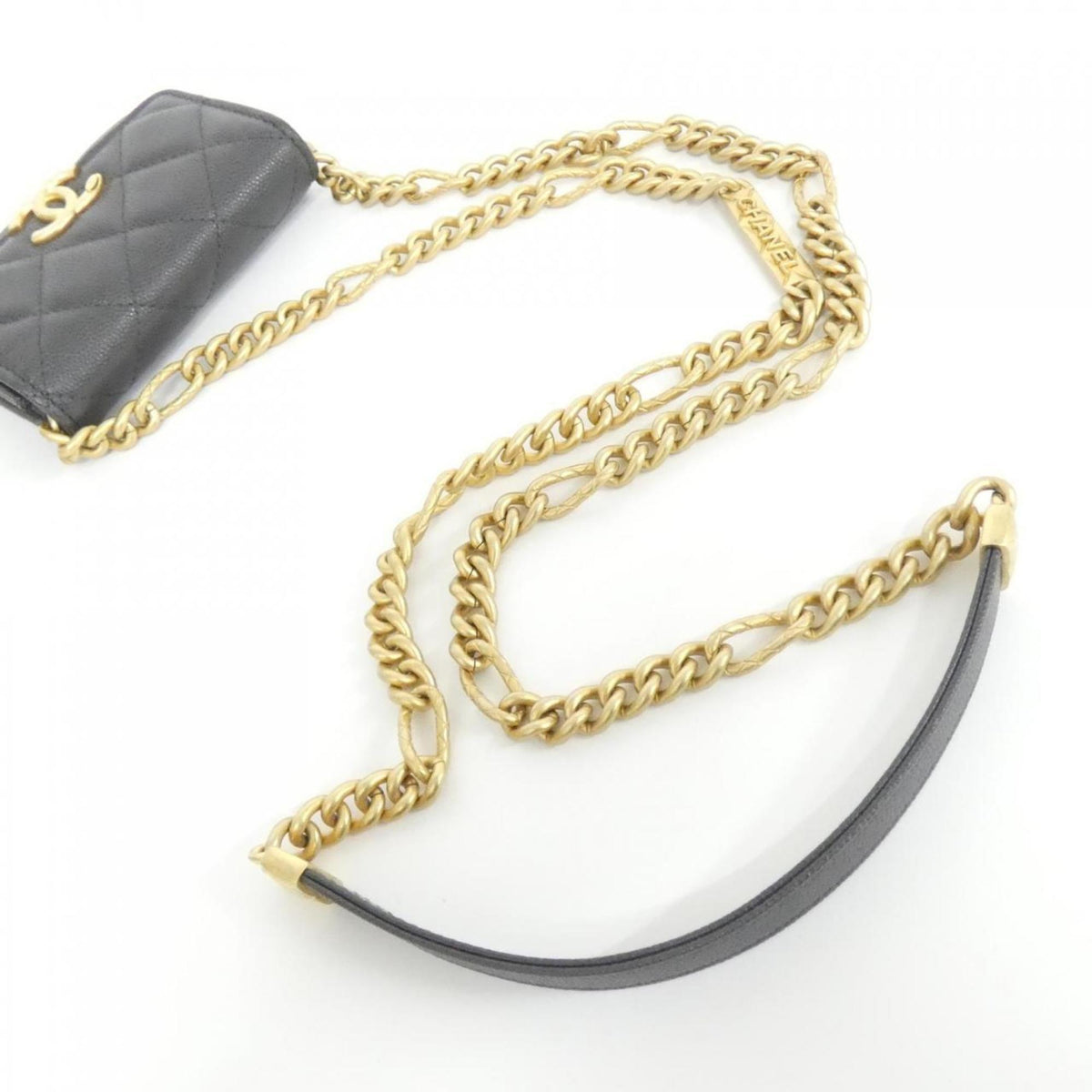 Chanel Gray Grained Calfskin Clutch Bag Shoulder Bag (Pre-Owned)