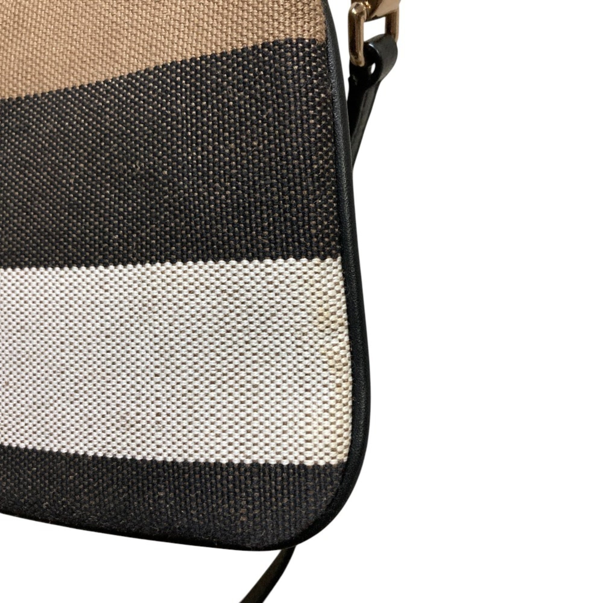 Burberry Black Brown White Canvas Shoulder Bag (Pre-Owned)