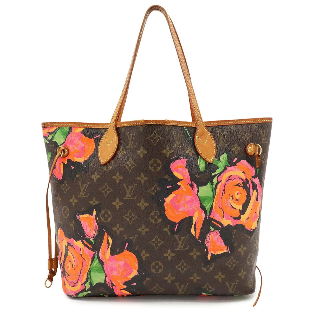 Louis Vuitton Brown Green Orange Pink Monogram Rose Canvas Shoulder Bag Tote Bag (Pre-Owned)
