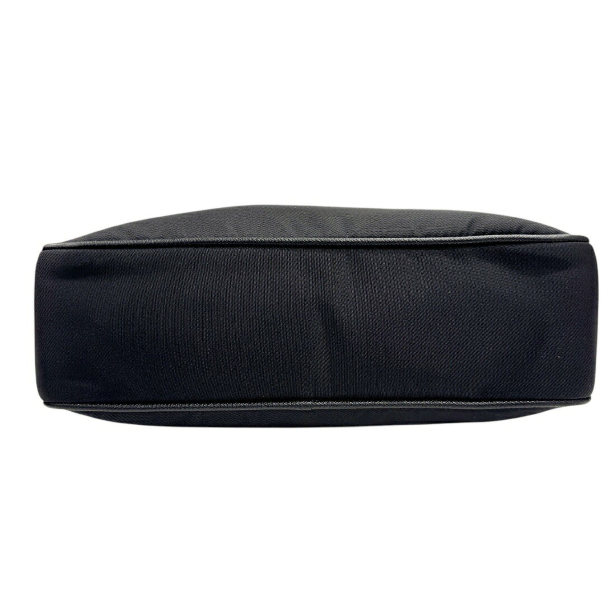 Prada Black Nylon Leather Handbag Pouch Shoulder Bag (Pre-Owned)