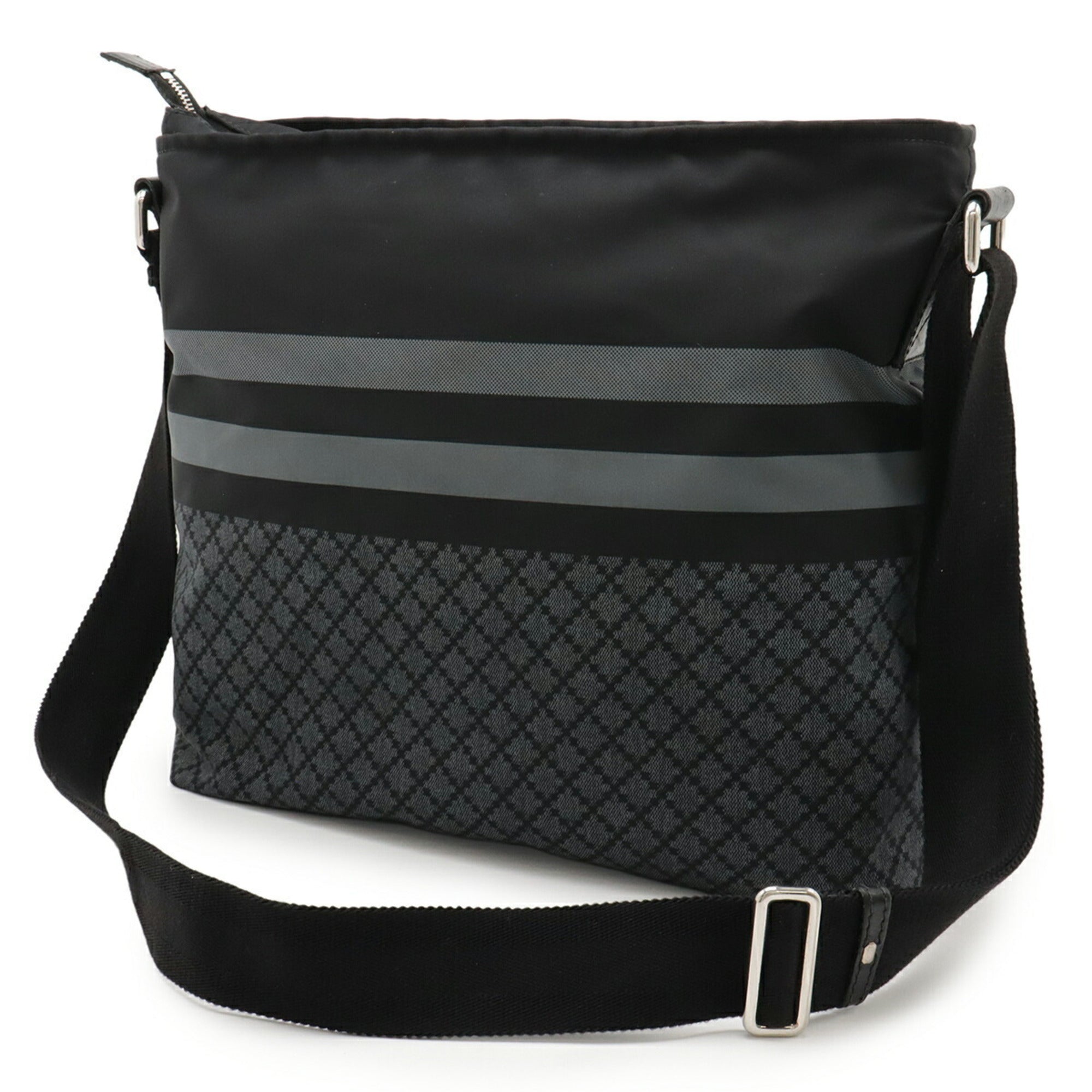 Gucci Black Gray Nylon Leather Shoulder Bag (Pre-Owned)