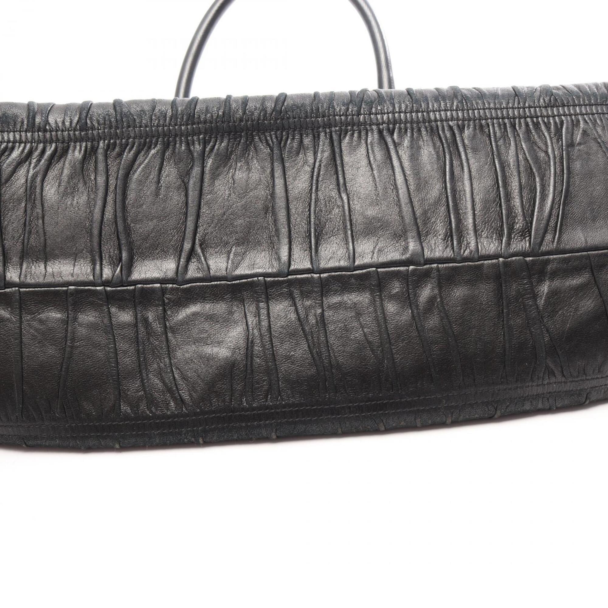 Prada Black Leather Handbag Tote Bag (Pre-Owned)