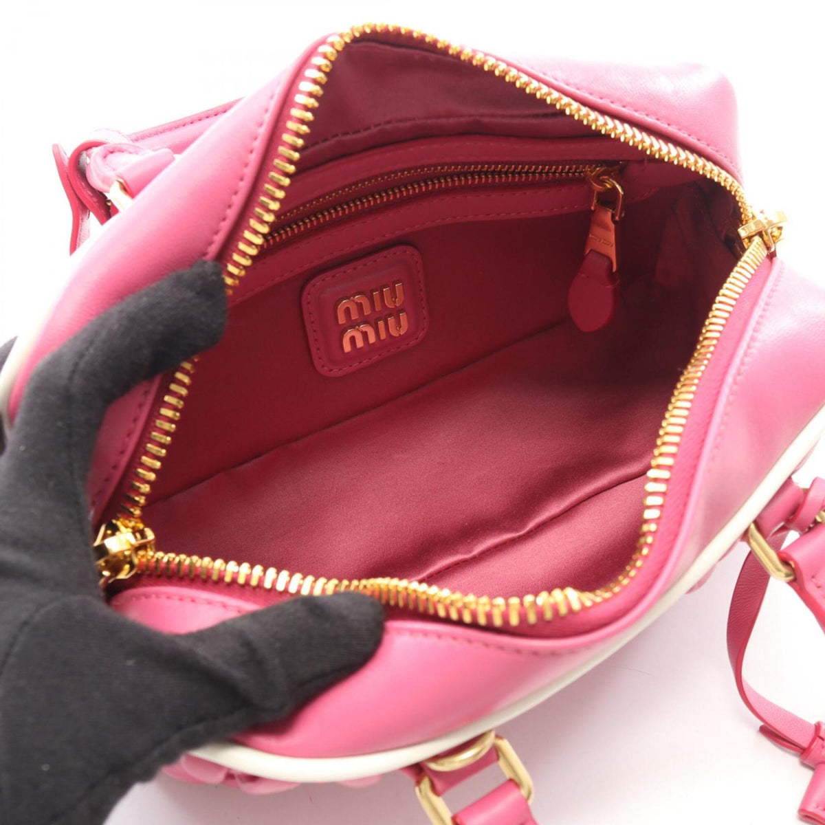 Miu Miu Matelasse Pink White Leather Handbag (Pre-Owned)