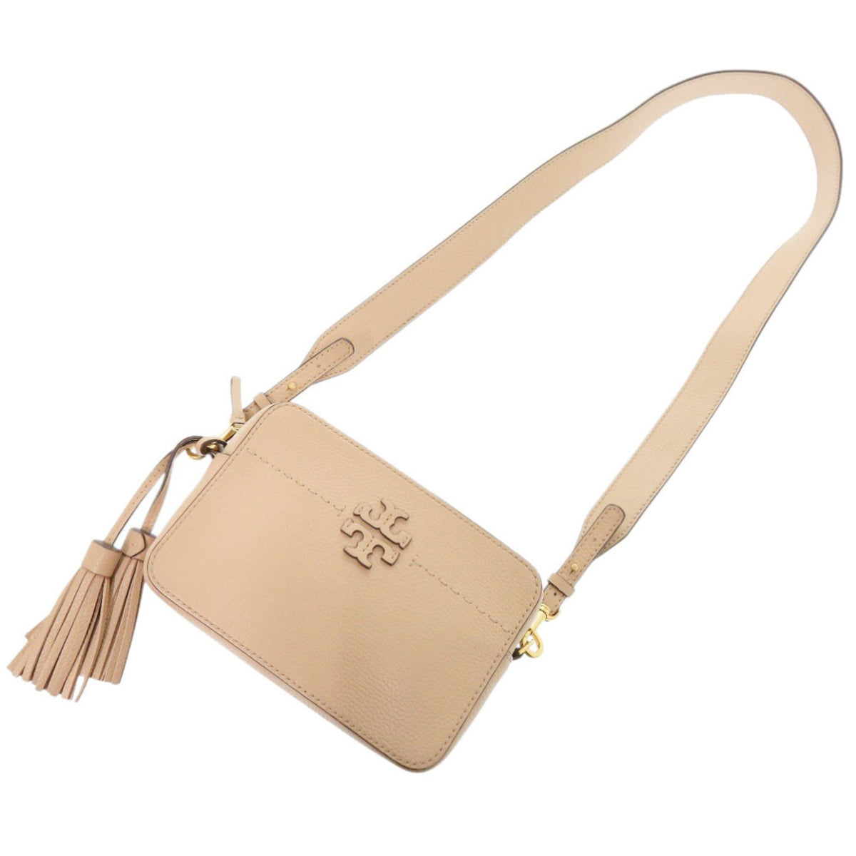 Tory Burch Pink Beige Leather Shoulder Bag (Pre-Owned)