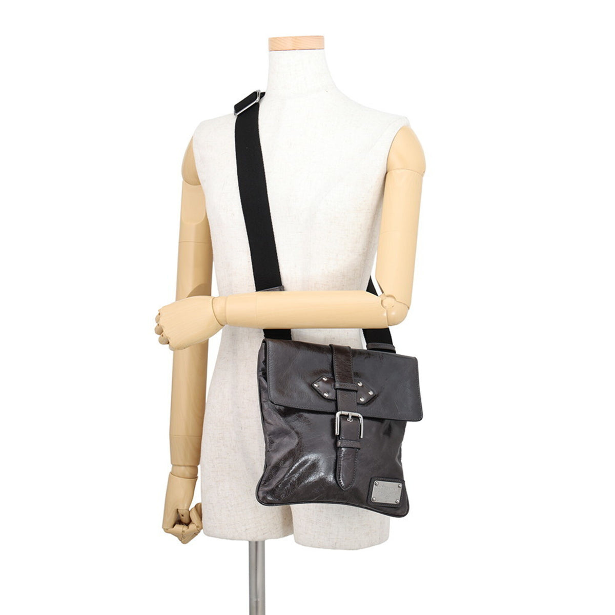 Dolce & Gabbana Dark Gray Leather Crossbody Bag Handbag Shoulder Bag (Pre-Owned)