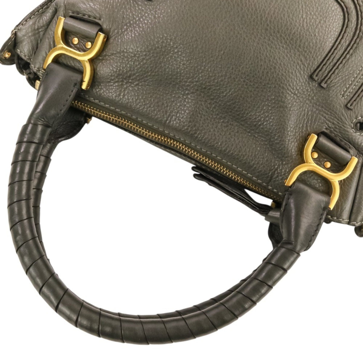 Chloé Gray Leather Handbag Shoulder Bag (Pre-Owned)