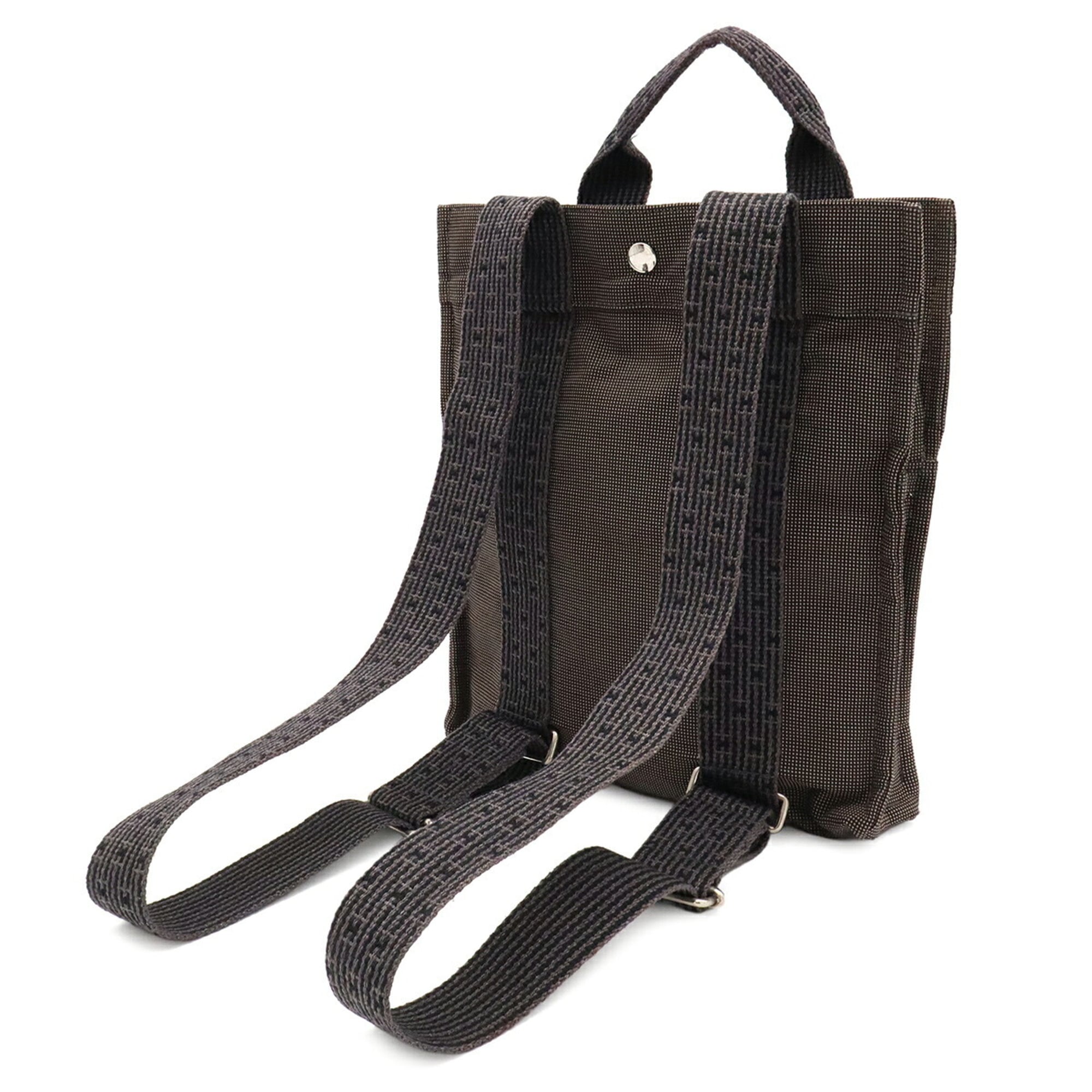 Hermes Gray Canvas Backpack Shoulder Bag (Pre-Owned)