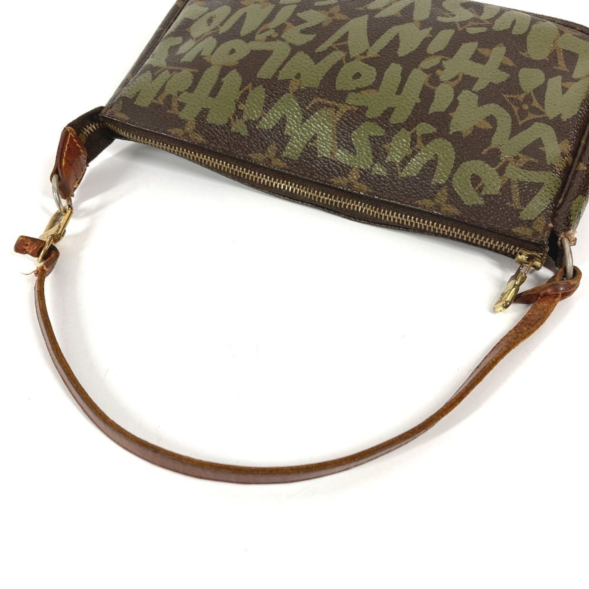 Louis Vuitton Brown Khaki Monogram Graffiti Canvas Handbag Pochette Pouch Shoulder Bag (Pre-Owned)