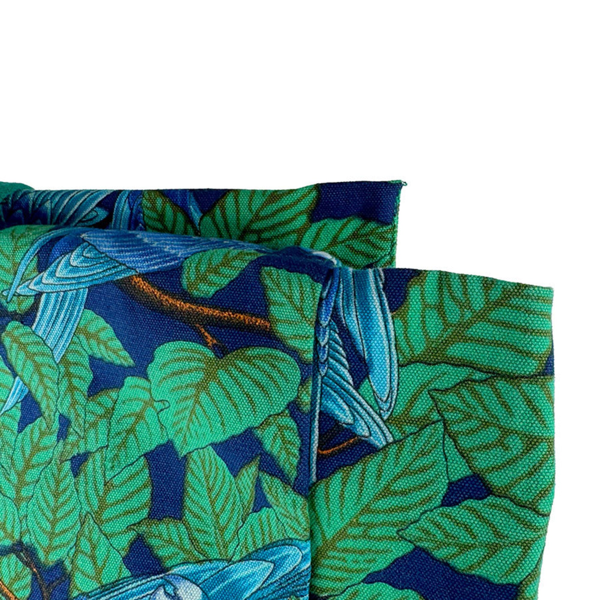 Hermes Blue Green Canvas Tote Bag (Pre-Owned)