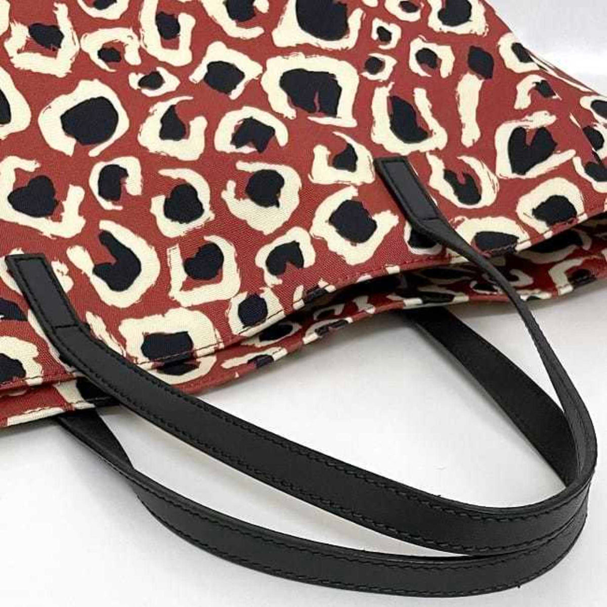 Gucci Black Red Color Canvas Leather Handbag Tote Bag (Pre-Owned)