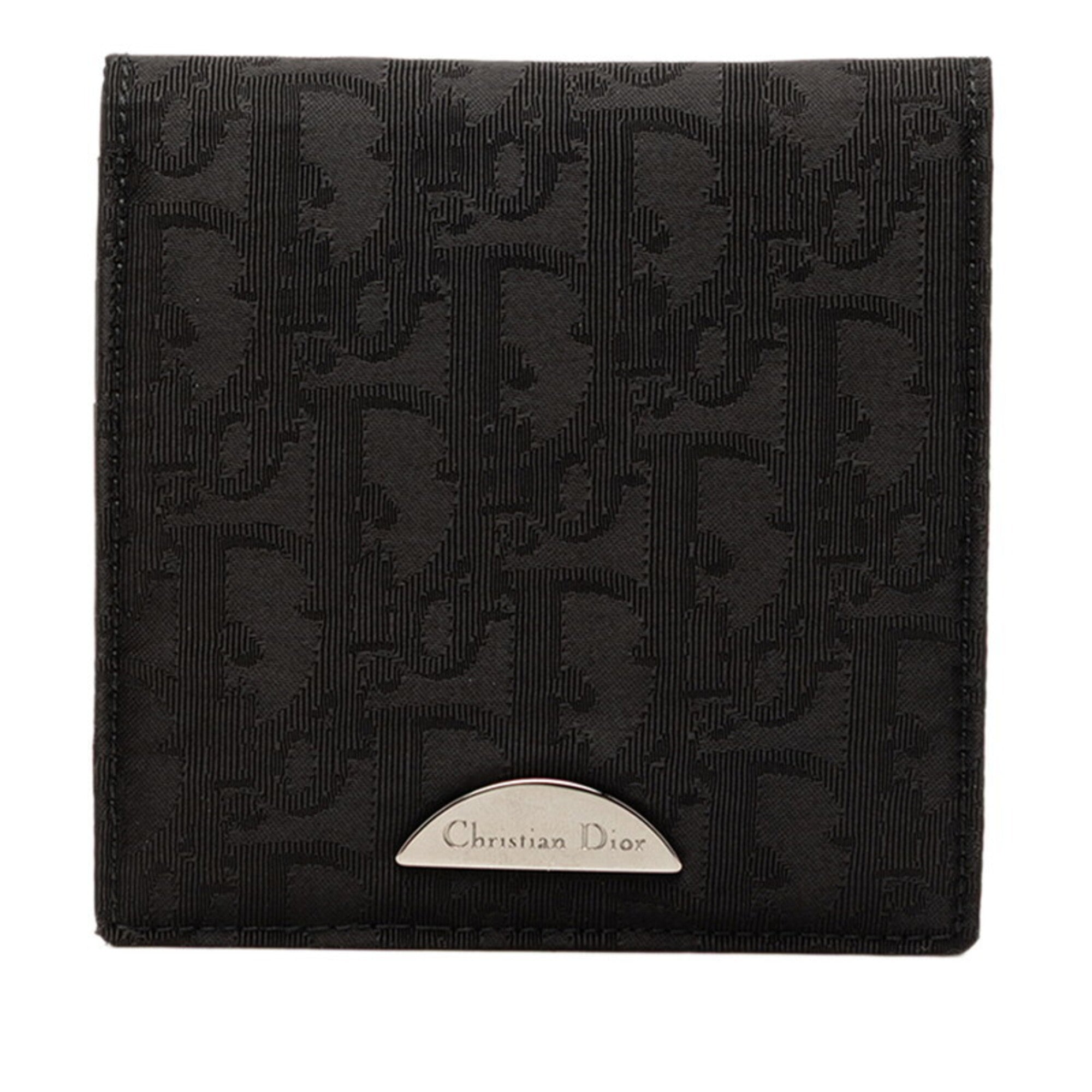 Christian Dior Black Jacquard Nylon Leather Wallet (Bi-Fold) (Pre-Owned)