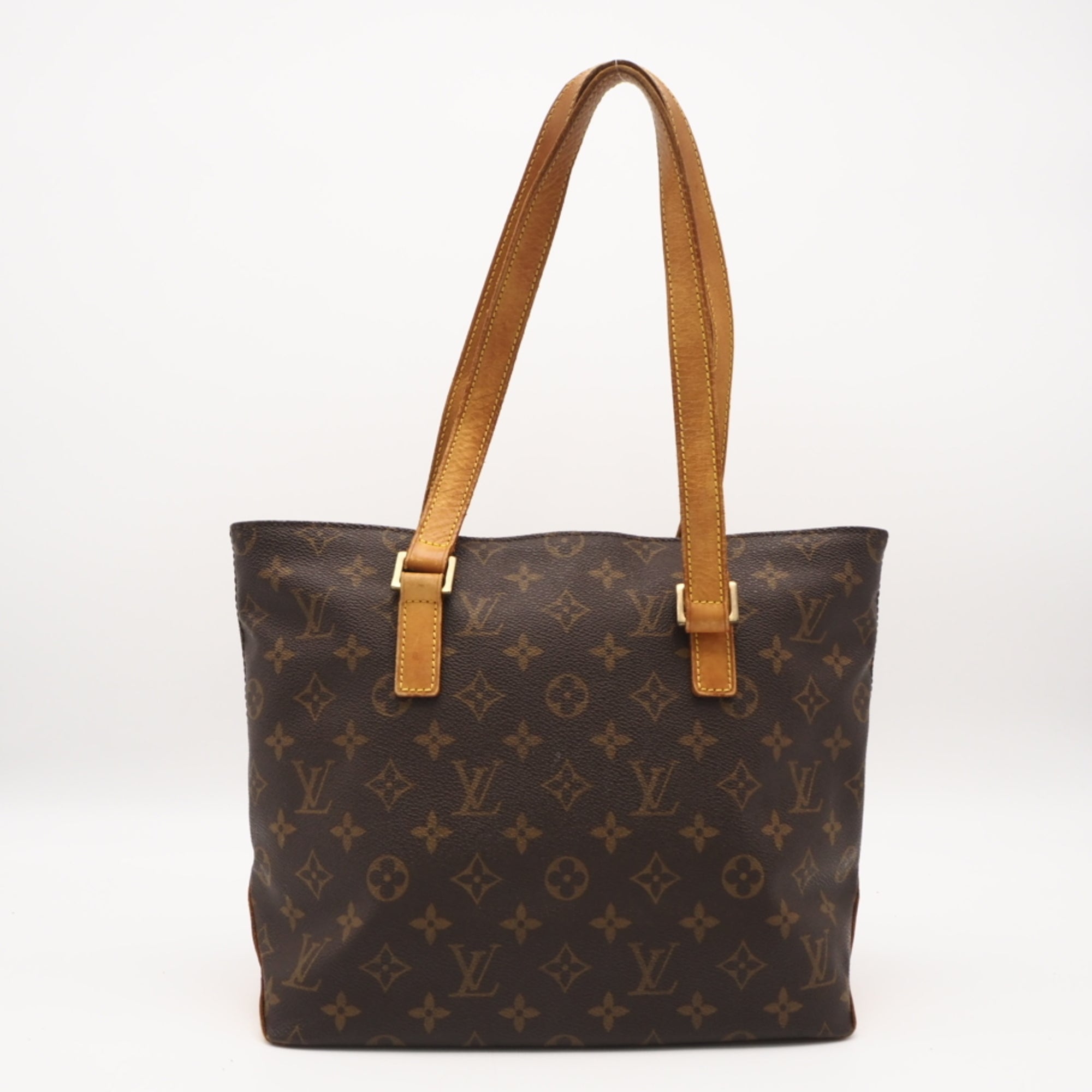 Louis Vuitton Beige Brown Coated Canvas Leather Handbag (Pre-Owned)