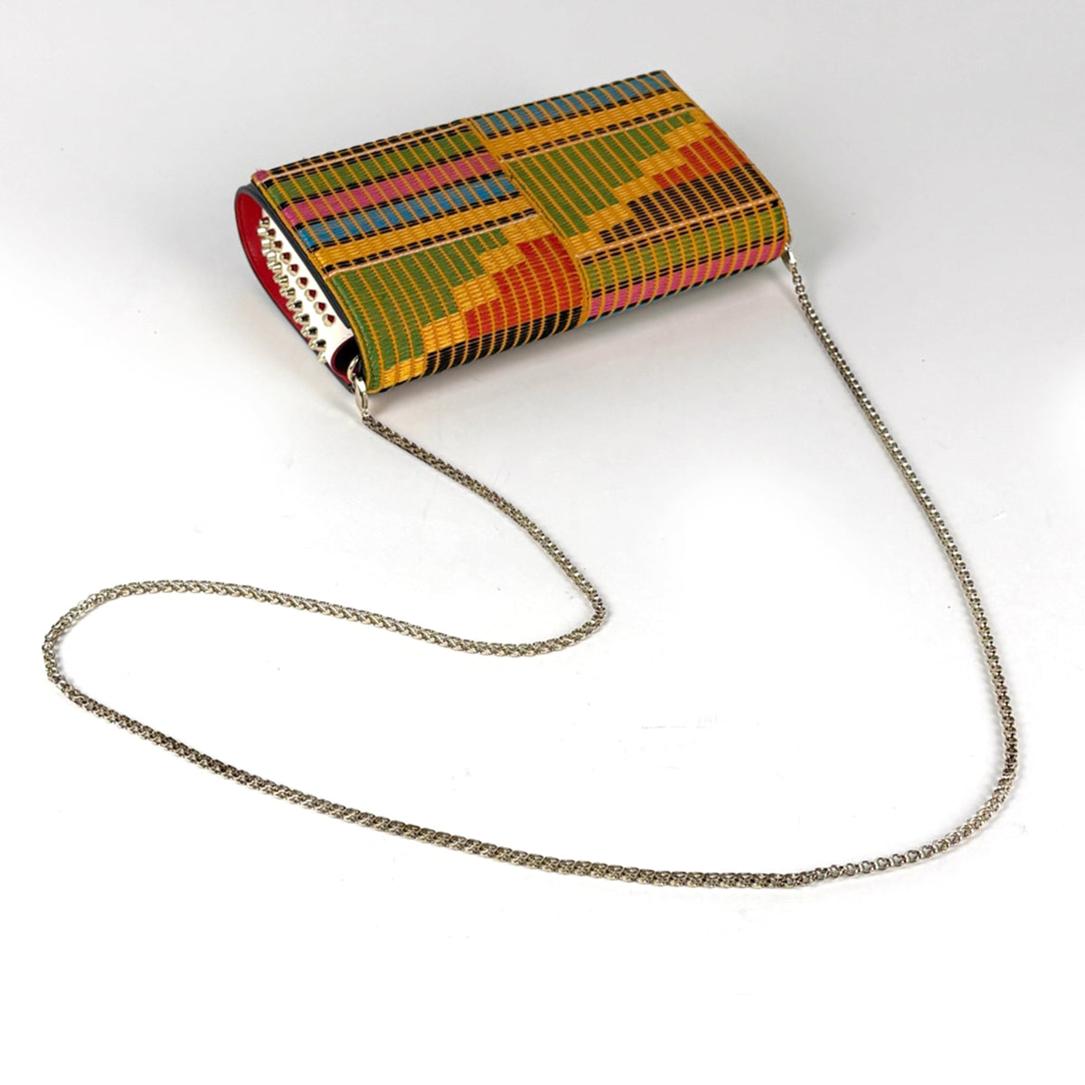 Christian Louboutin Black Multi-Color Fabric Leather Clutch Bag (Pre-Owned)