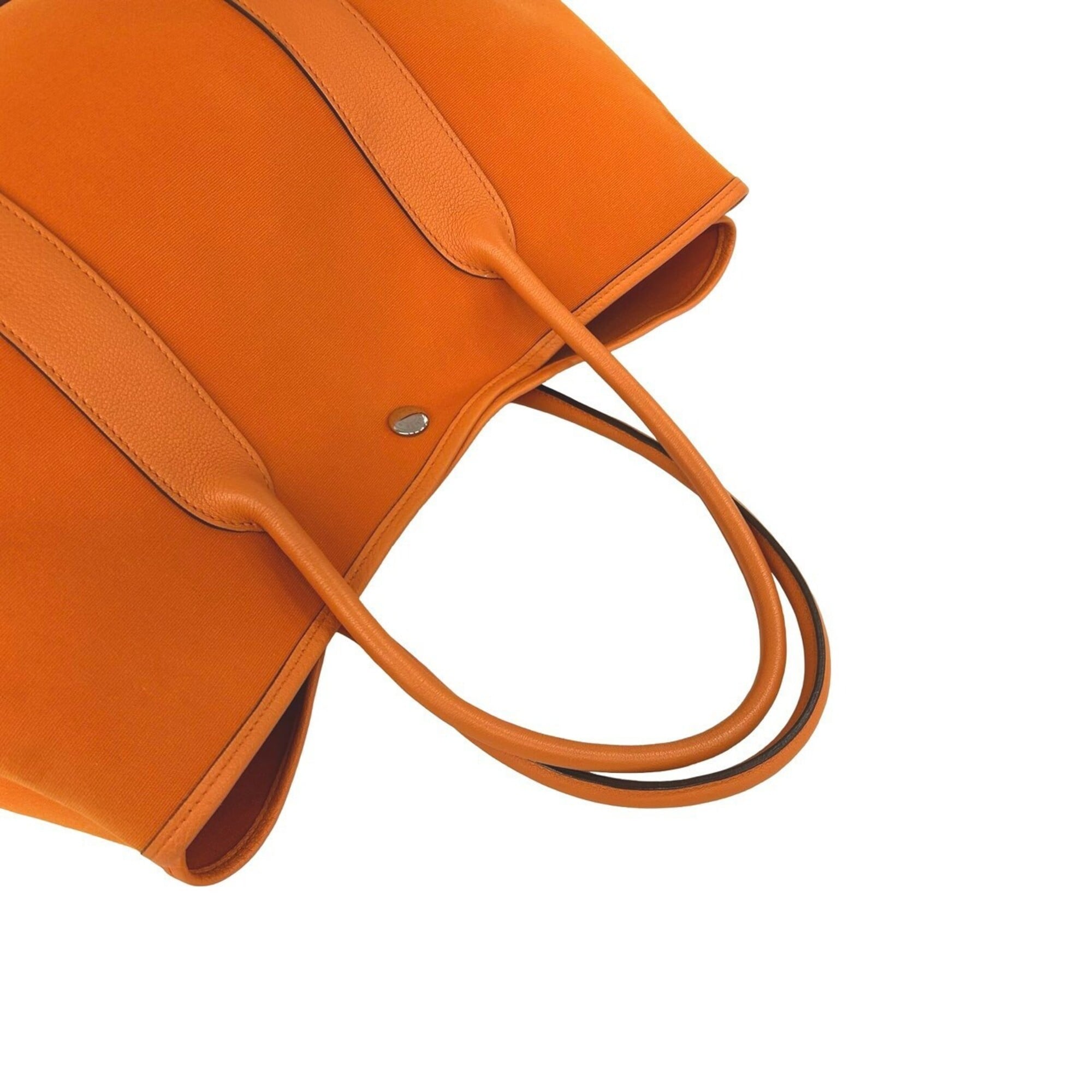 Hermes Orange Toile Officier Buffalo Leather Handbag Tote Bag (Pre-Owned)