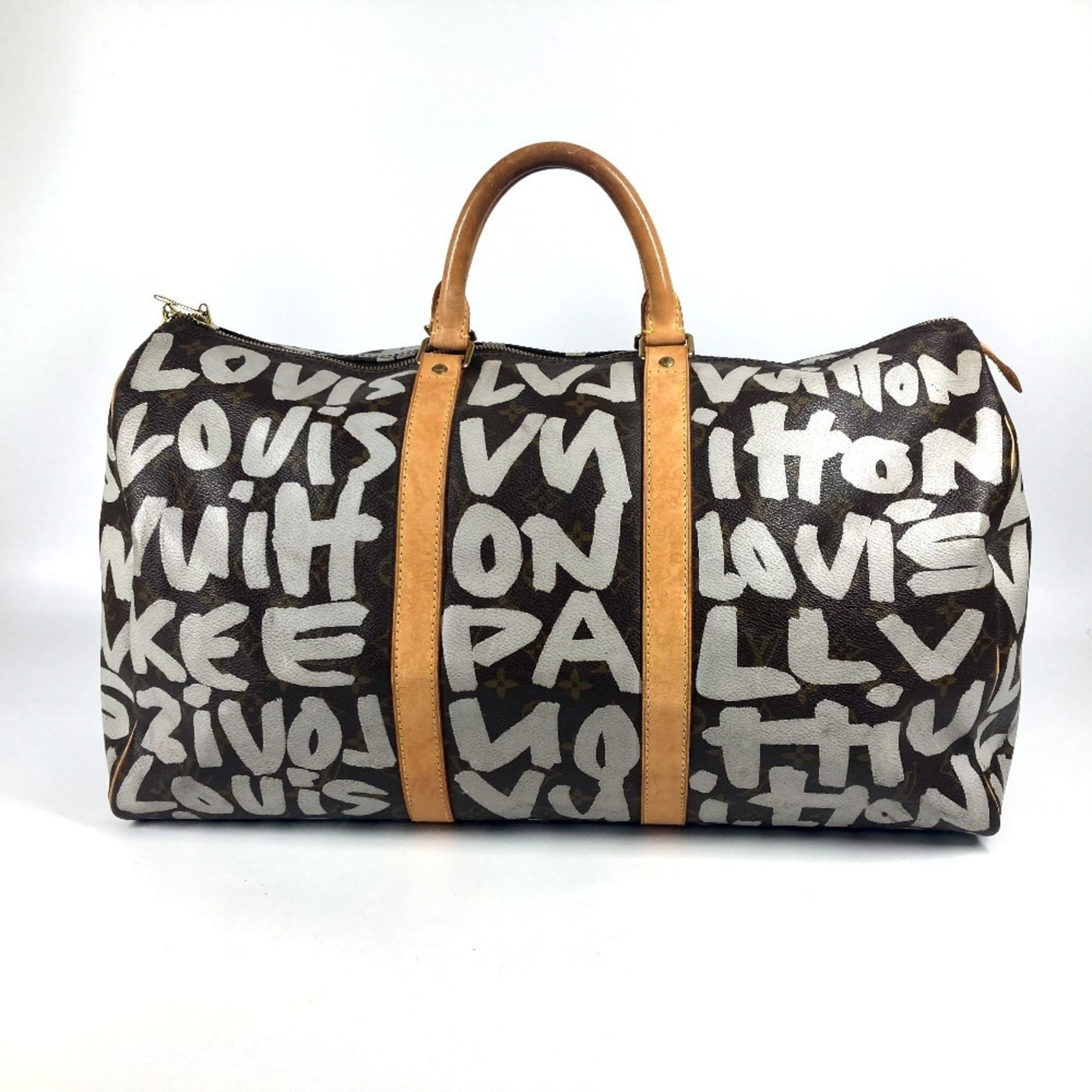 Louis Vuitton Brown Monogram White Monogram Graffiti Boston Bag (Pre-Owned)