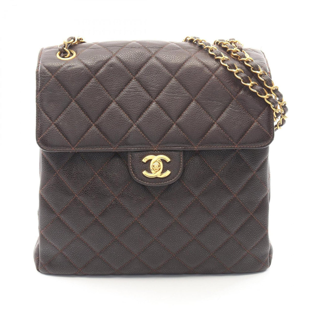 Chanel Brown Grained Calfskin Handbag Shoulder Bag (Pre-Owned)