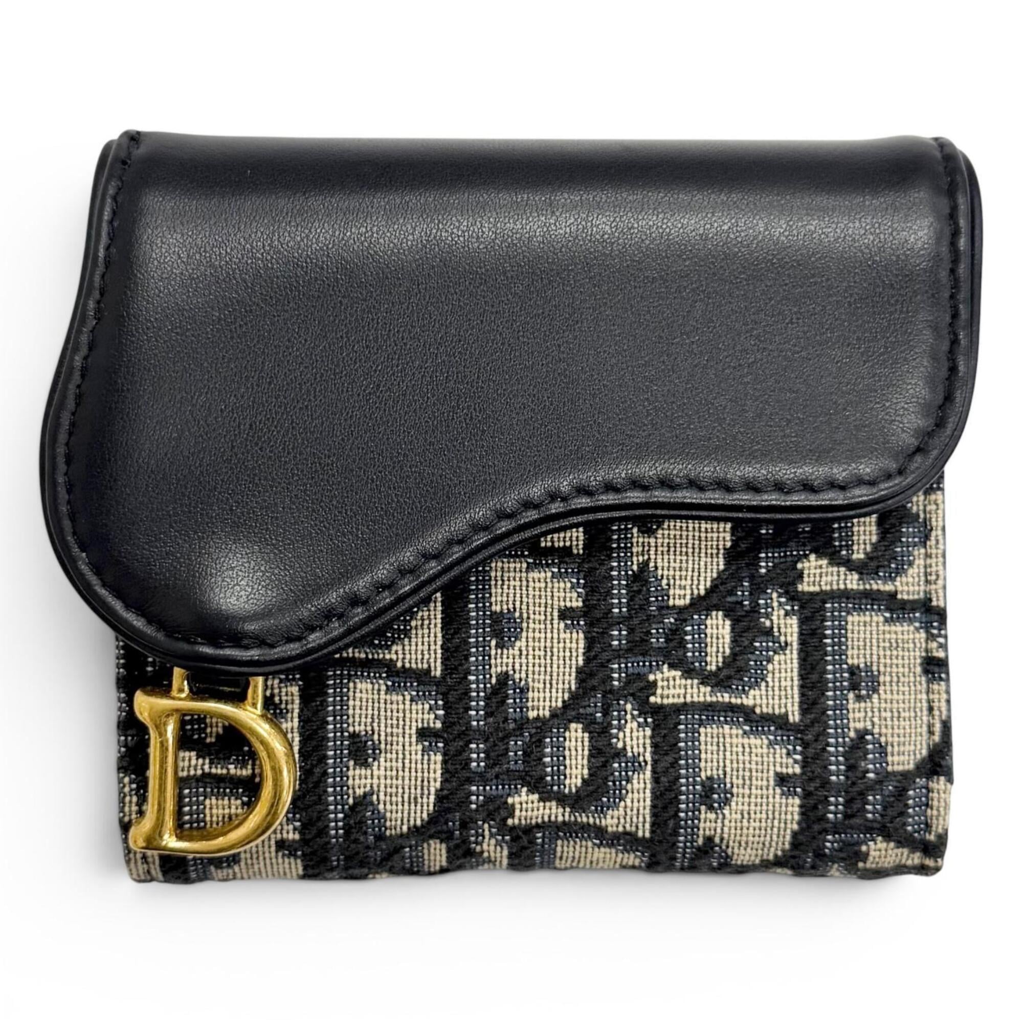 Christian Dior Navy Cotton Leather Wallet (Tri-Fold) (Pre-Owned)
