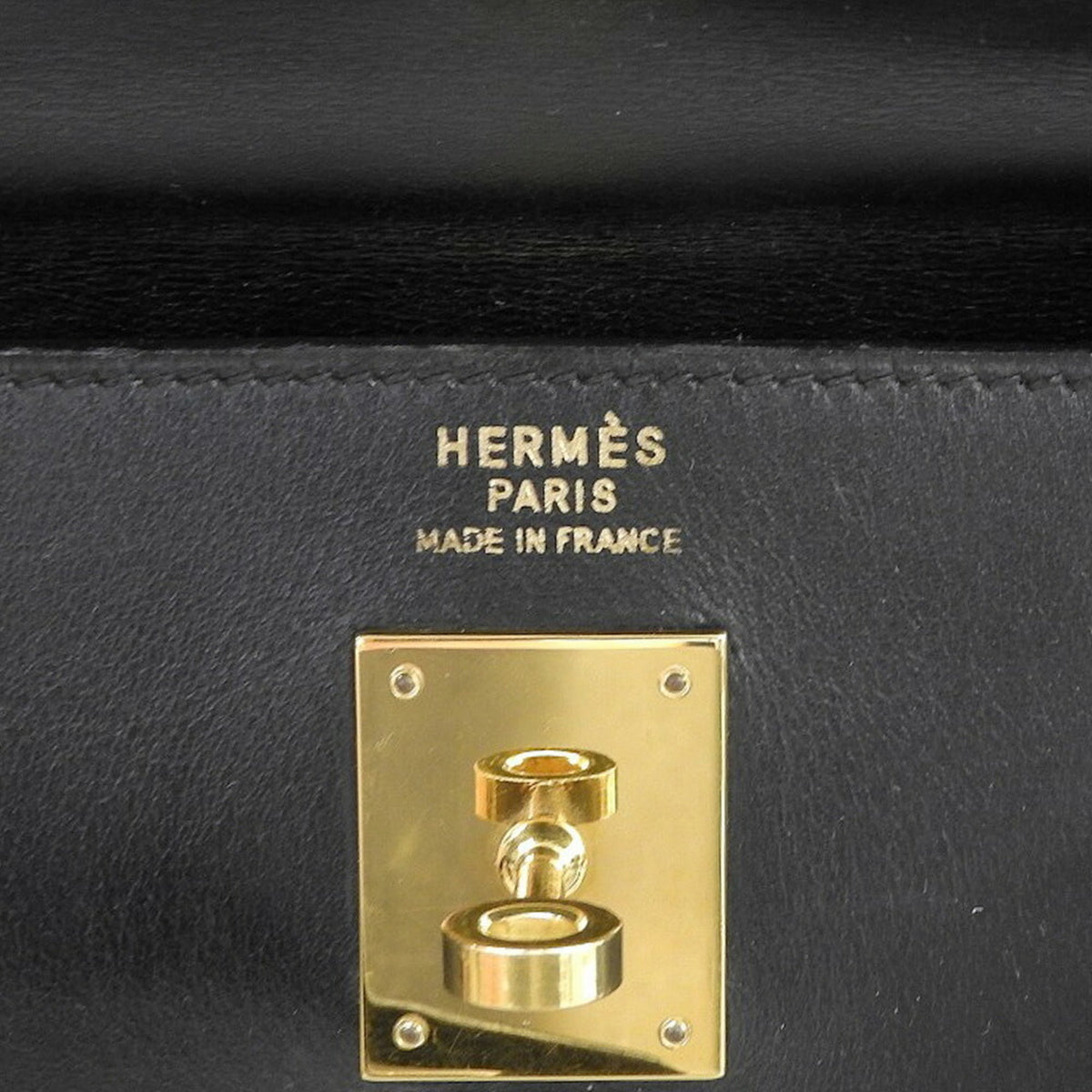 Hermes Black Box Calf Leather Handbag (Pre-Owned)