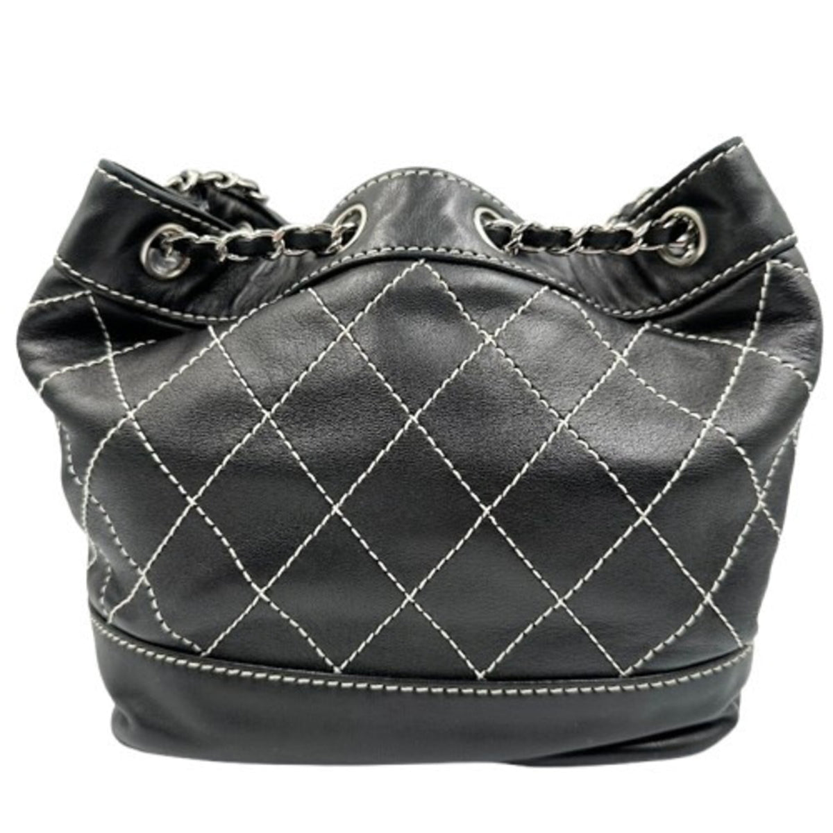 Chanel Wild Stitch Black Leather Shoulder Bag (Pre-Owned)