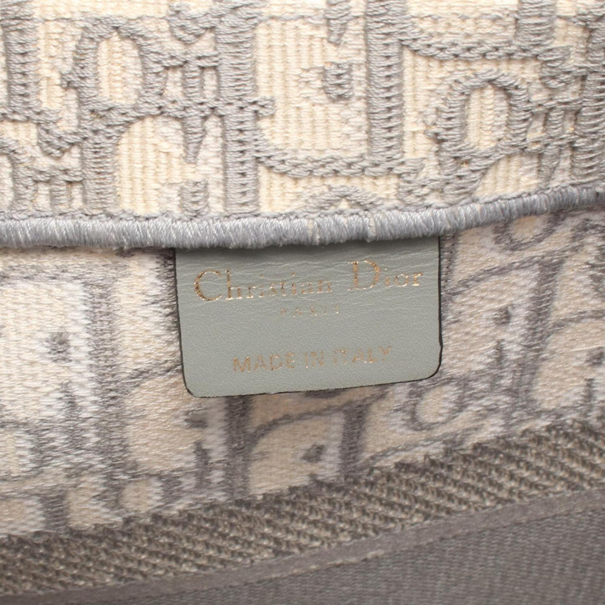 Christian Dior Gray White Canvas Handbag Tote Bag (Pre-Owned)