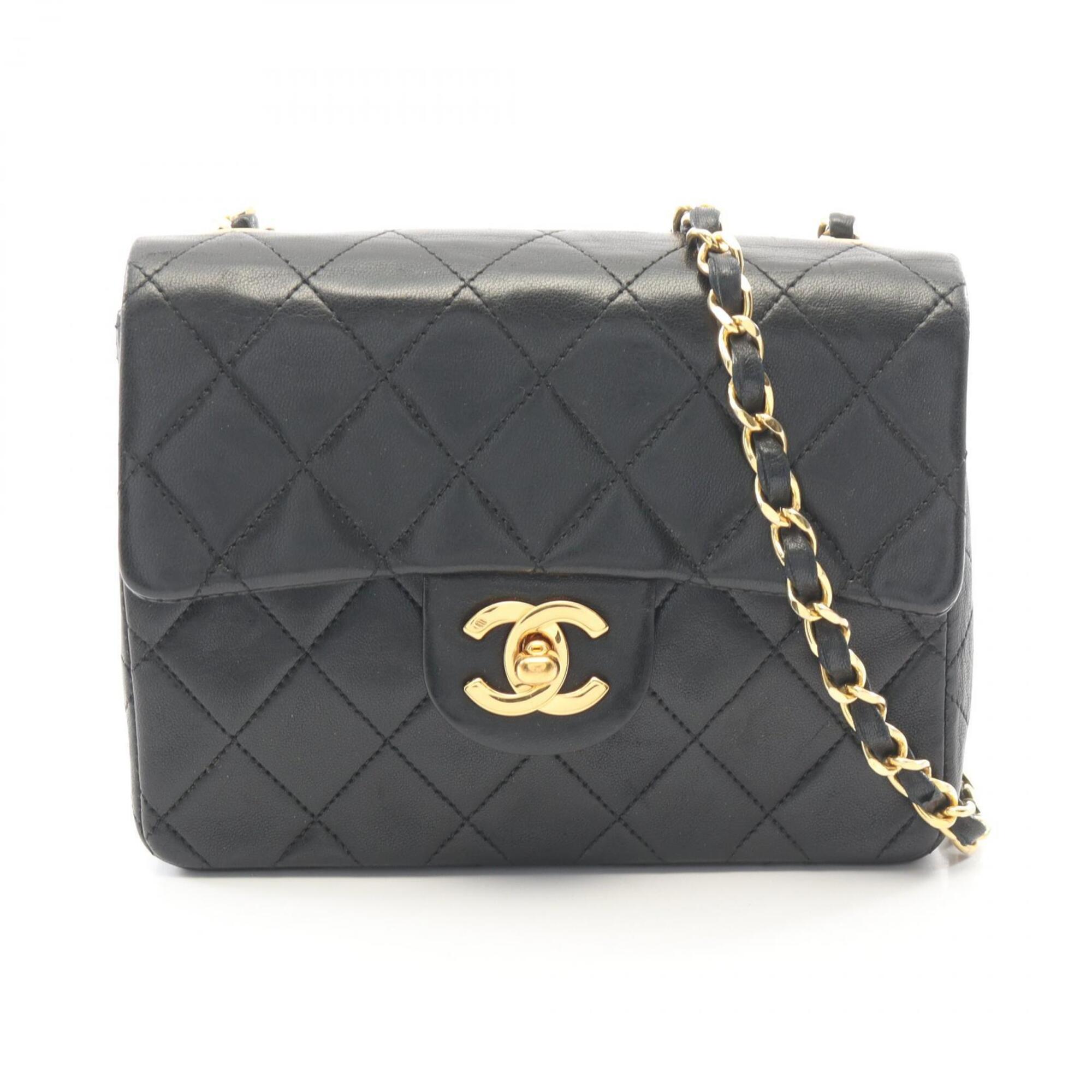 Chanel Black Leather Handbag Shoulder Bag (Pre-Owned)