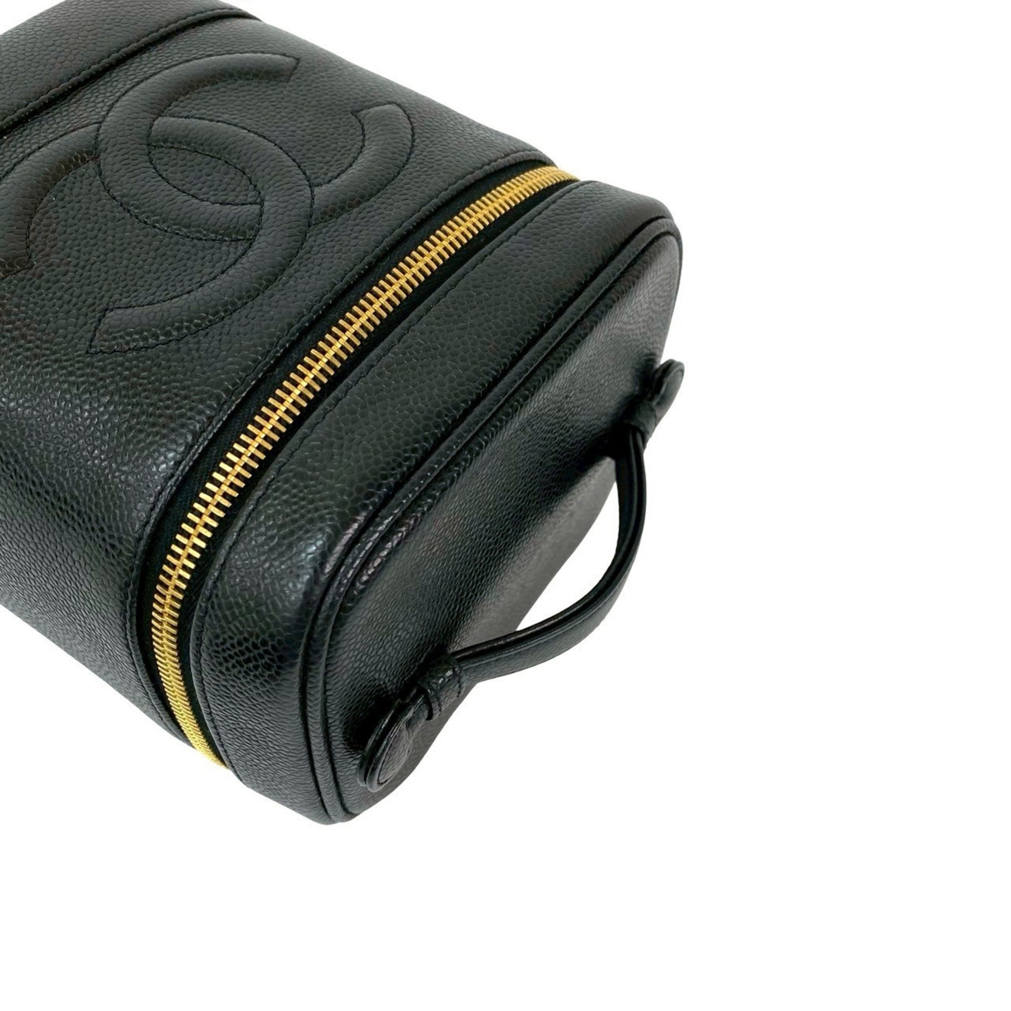 Chanel Black Grained Calfskin Handbag Vanity Bag (Pre-Owned)