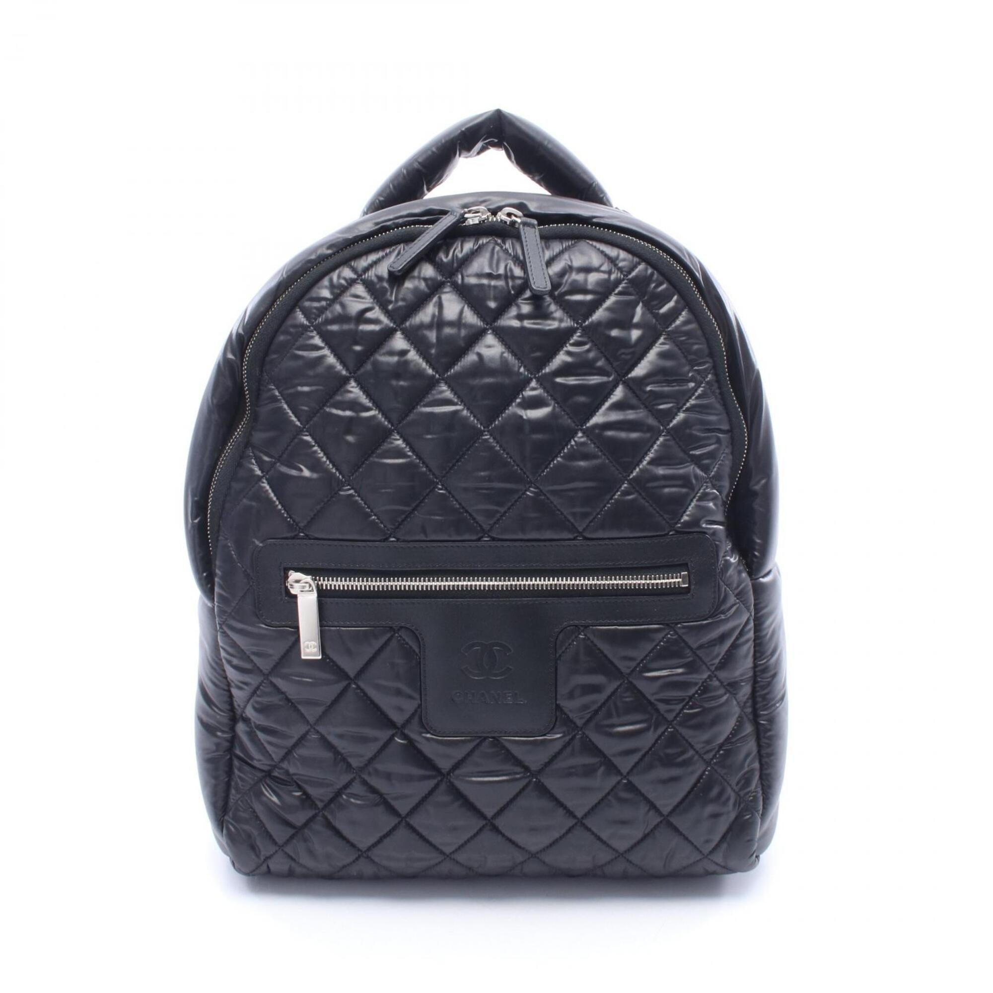 Chanel Black Nylon Leather Backpack (Pre-Owned)