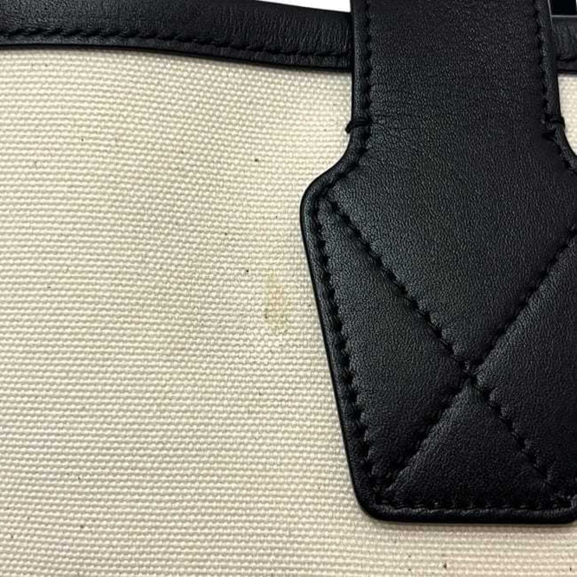 Balenciaga Black White Canvas Leather Tote Bag (Pre-Owned)