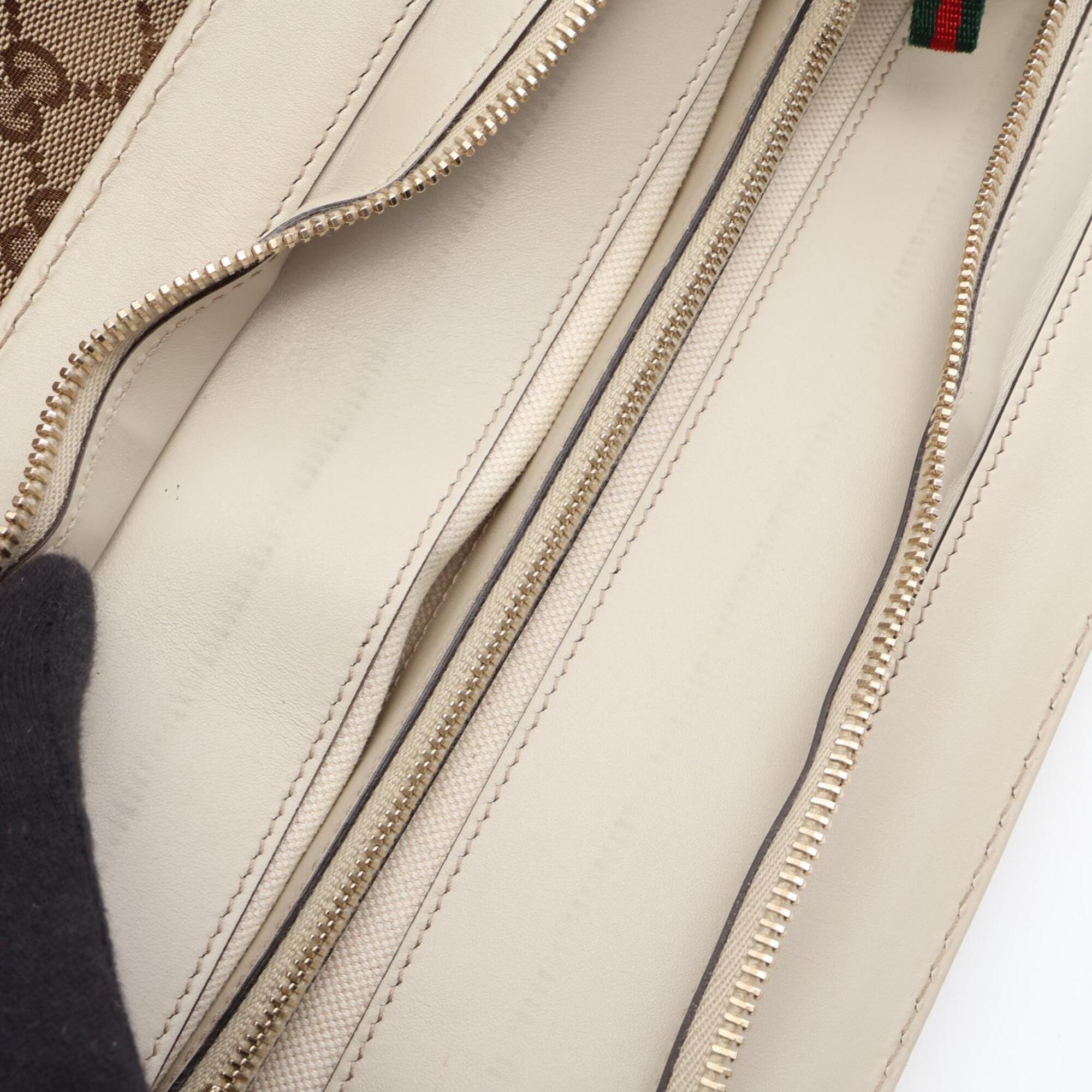 Gucci Beige Ivory Multi-Color Gg Canvas Leather Handbag Tote Bag (Pre-Owned)